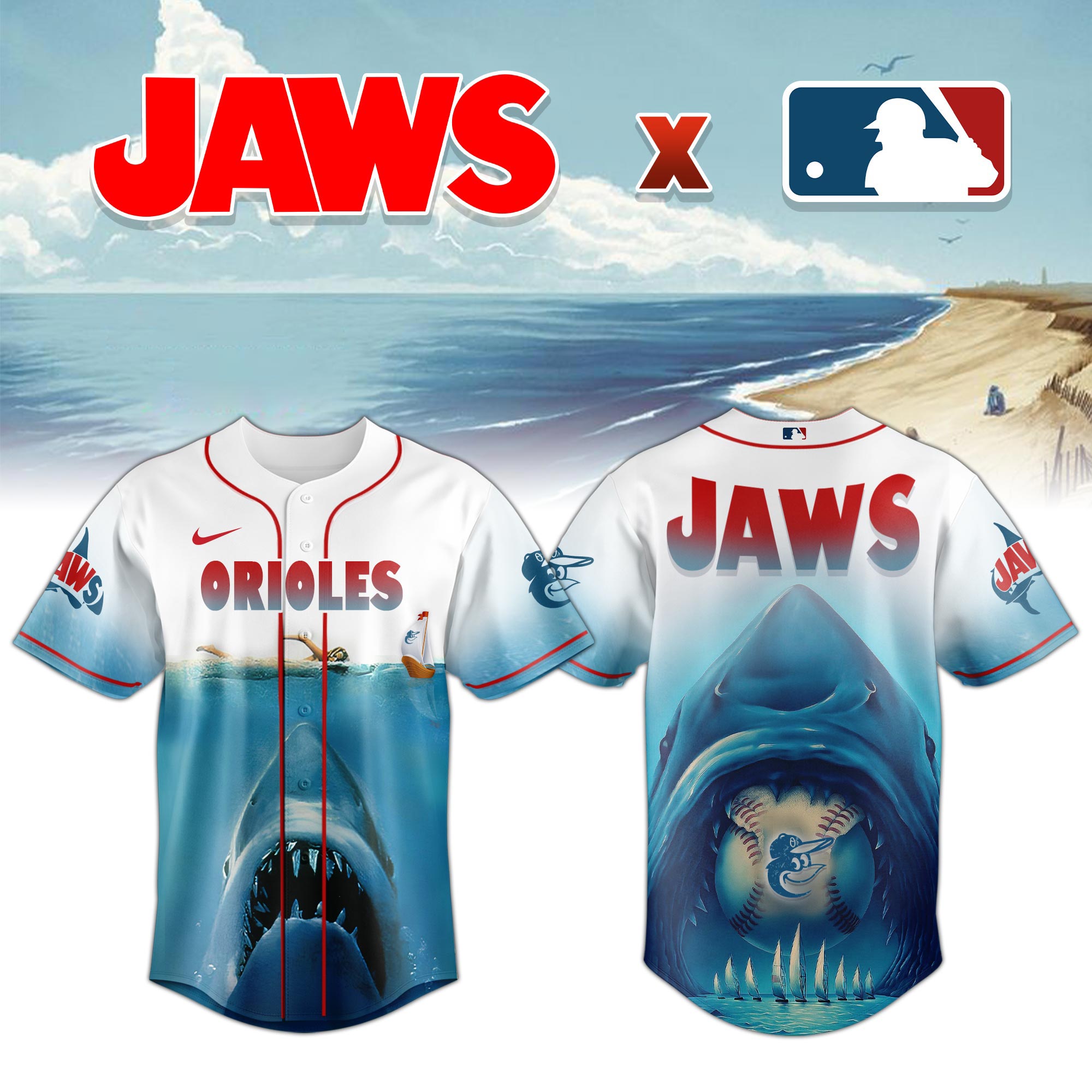 Baltimore Orioles Jaws Shark Baseball Jersey For Men And Women 2025