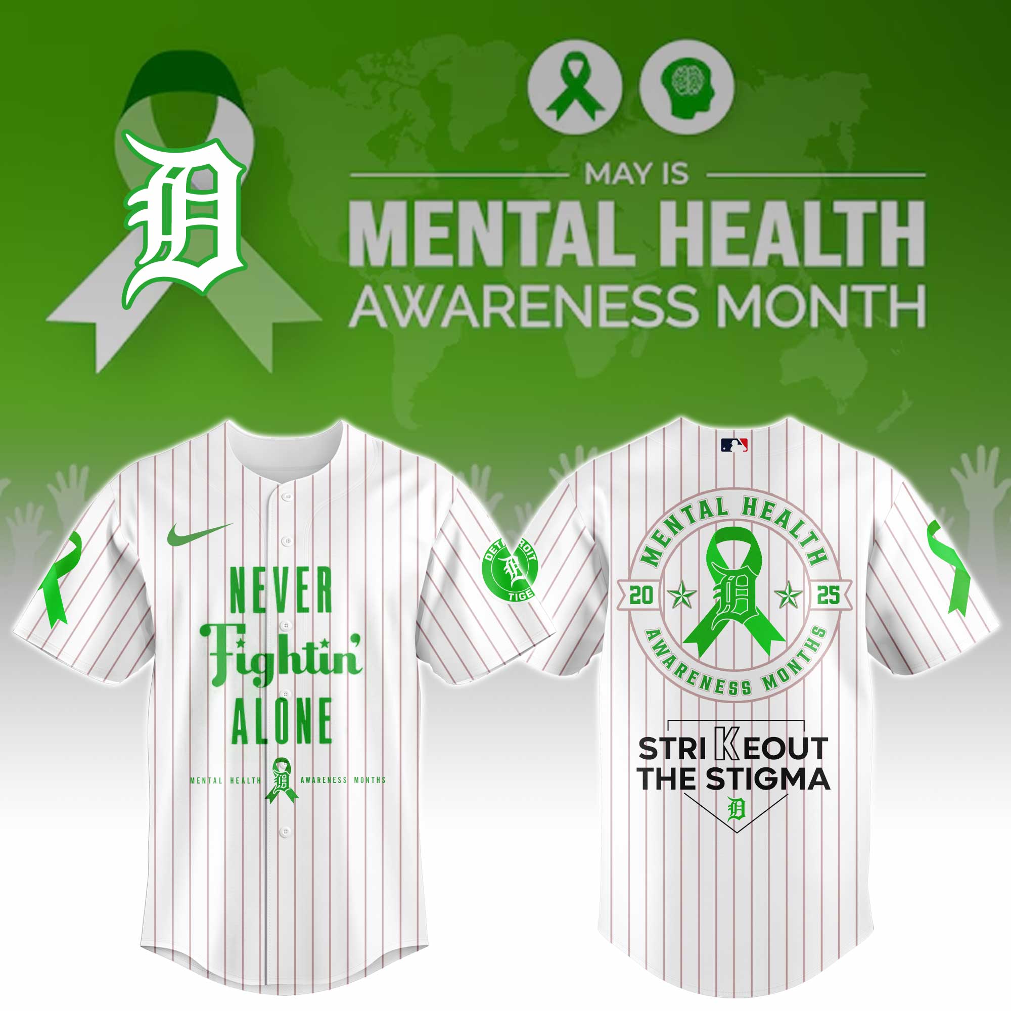 Detroit Tigers Mental Health Awareness Week Baseball Jersey For Men And Women