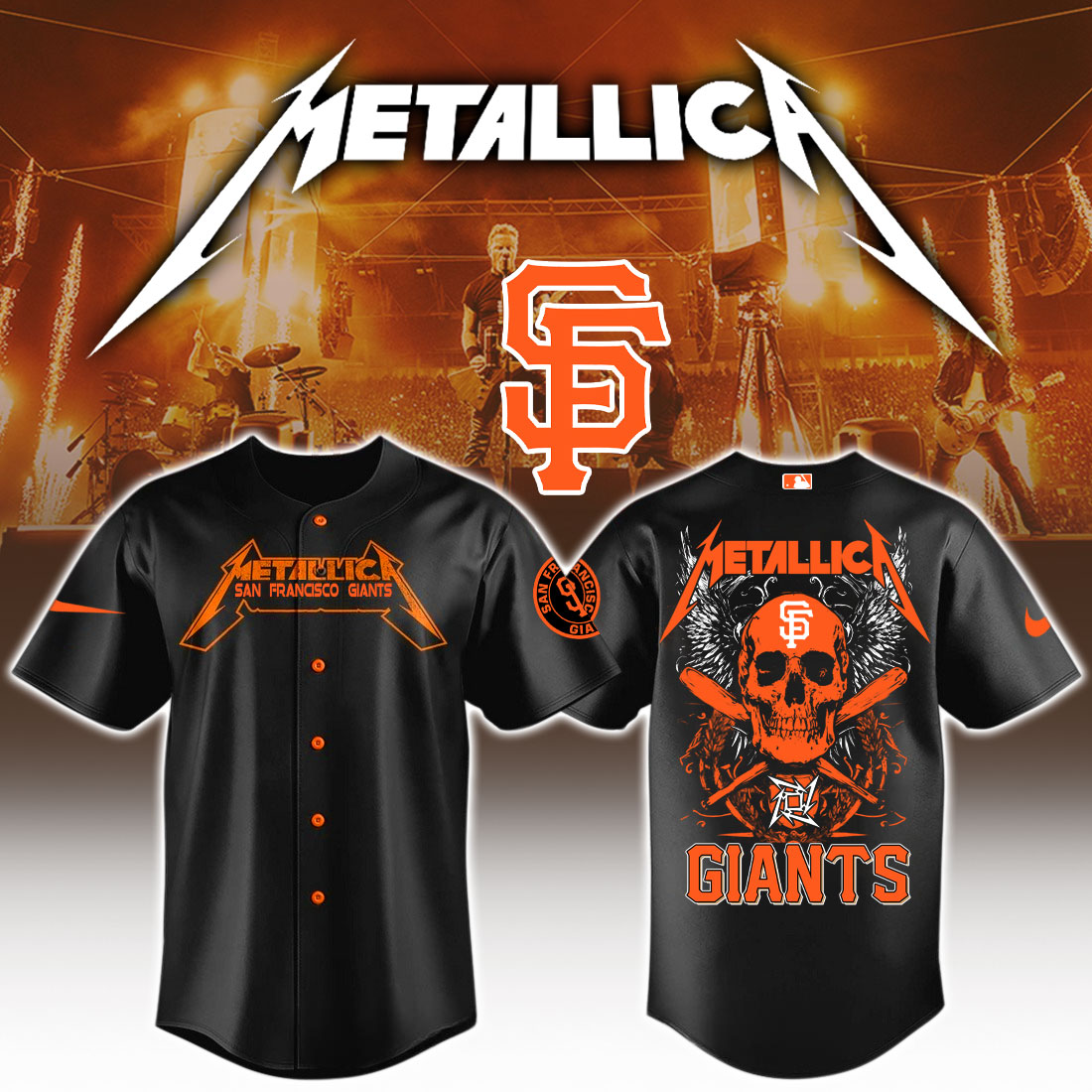 San Francisco Giants MLB Metallica Baseball Jersey For Men And Women