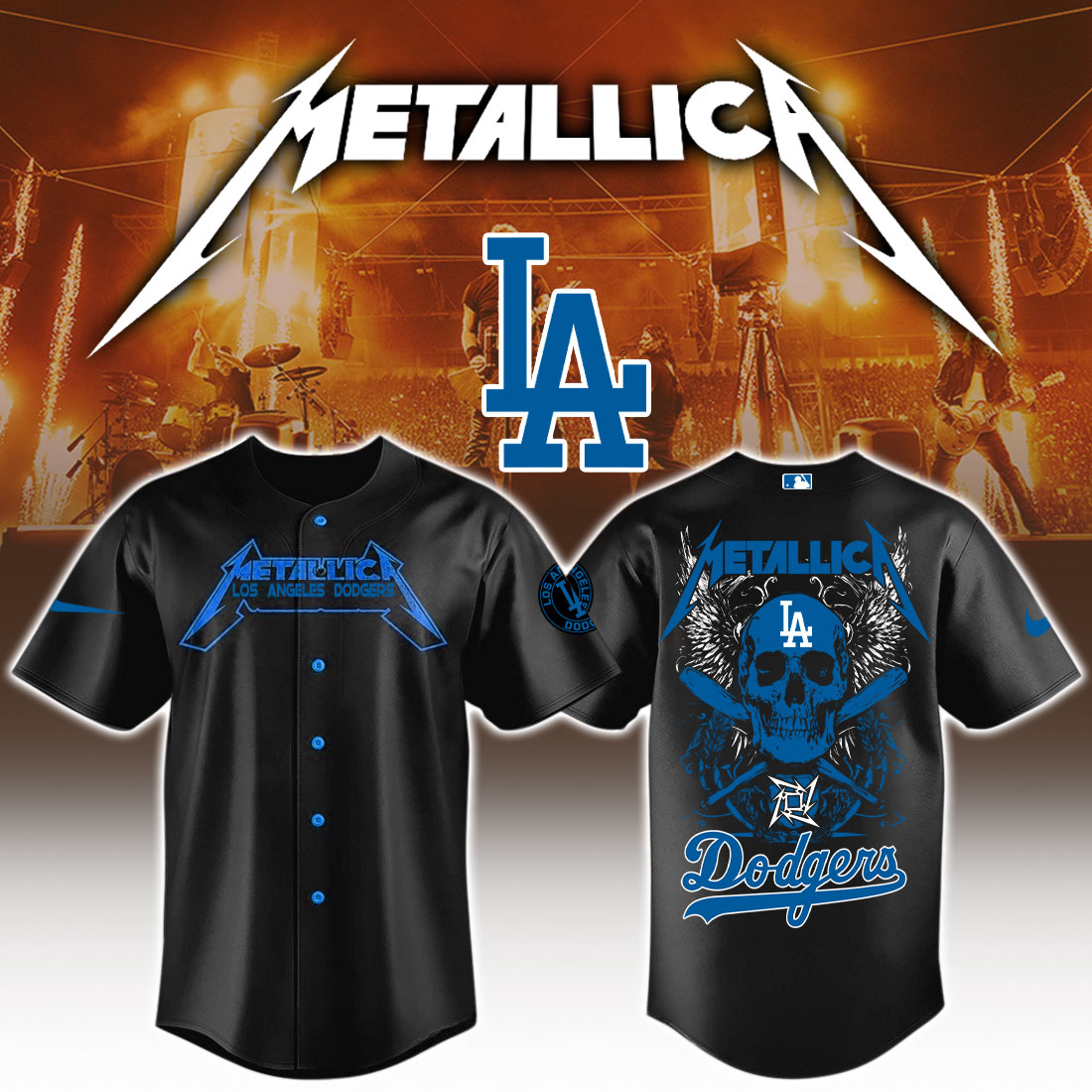 Los Angeles Dodgers MLB Metallica Baseball Jersey For Men And Women