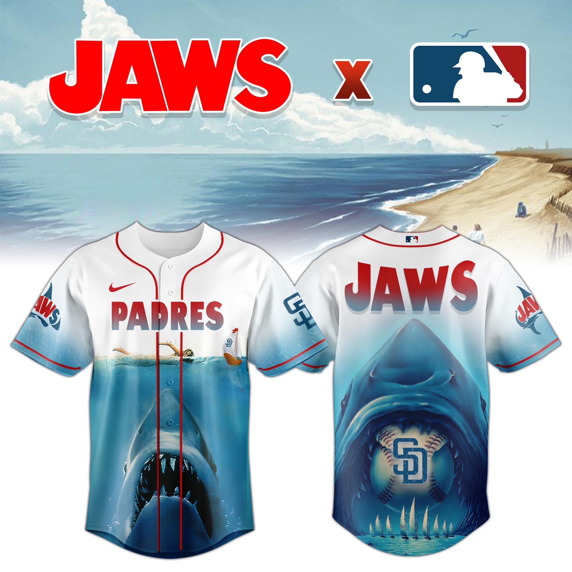 San Diego Padres Jaws Shark Baseball Jersey For Men And Women 2025
