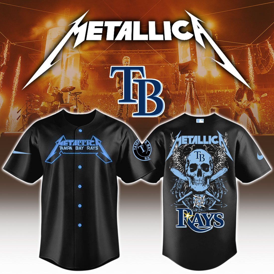 Tampa Bay Rays MLB Metallica Baseball Jersey For Men And Women