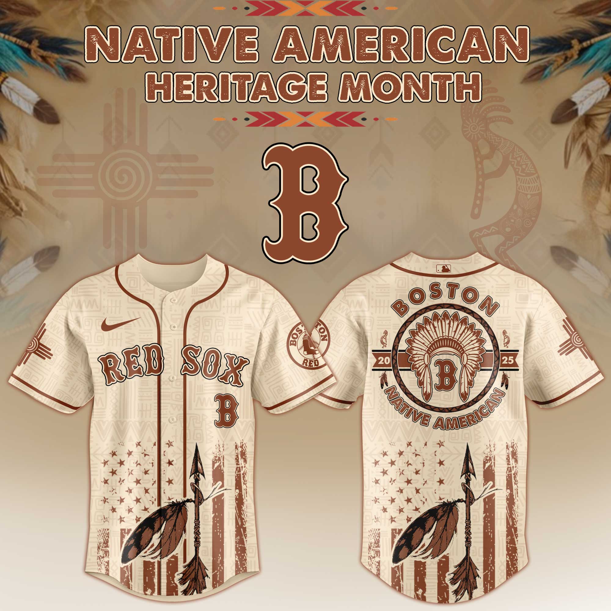 Boston Red Sox Native American Heritage Month Baseball Jersey For Men And Women 2025