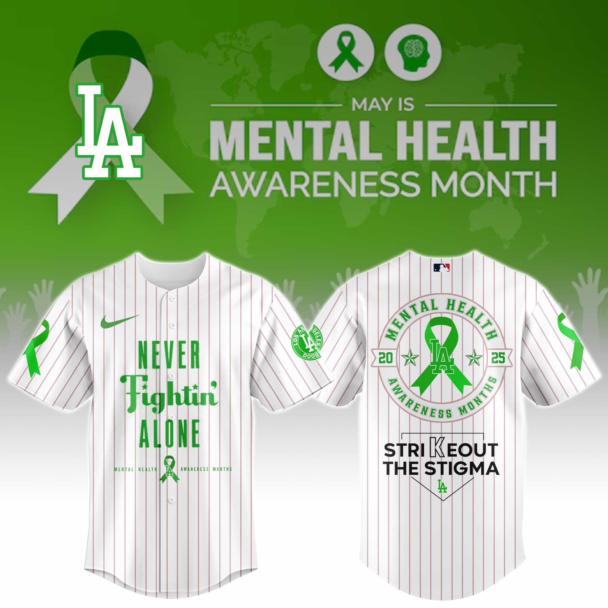 Los Angeles Dodgers Mental Health Awareness Week Baseball Jersey For Men And Women