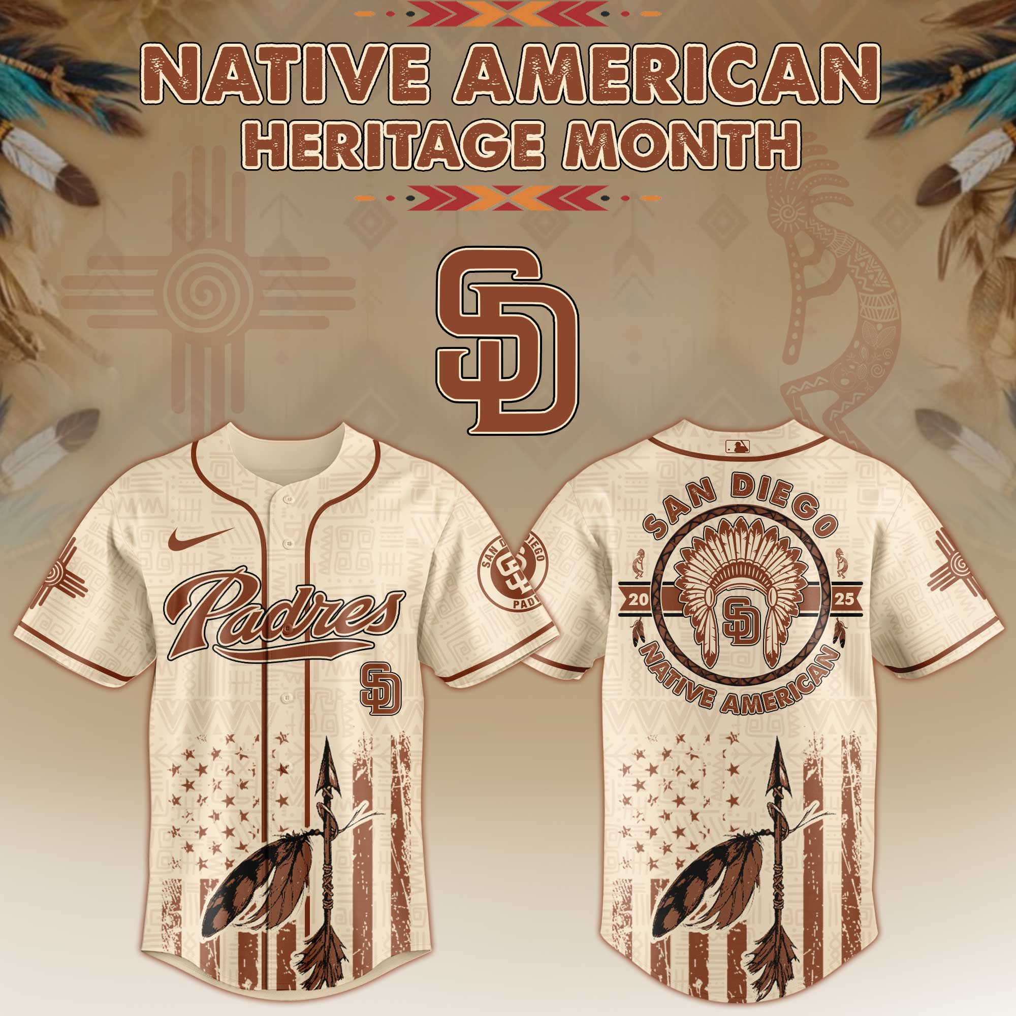 San Diego Padres Native American Heritage Month Baseball Jersey For Men And Women 2025
