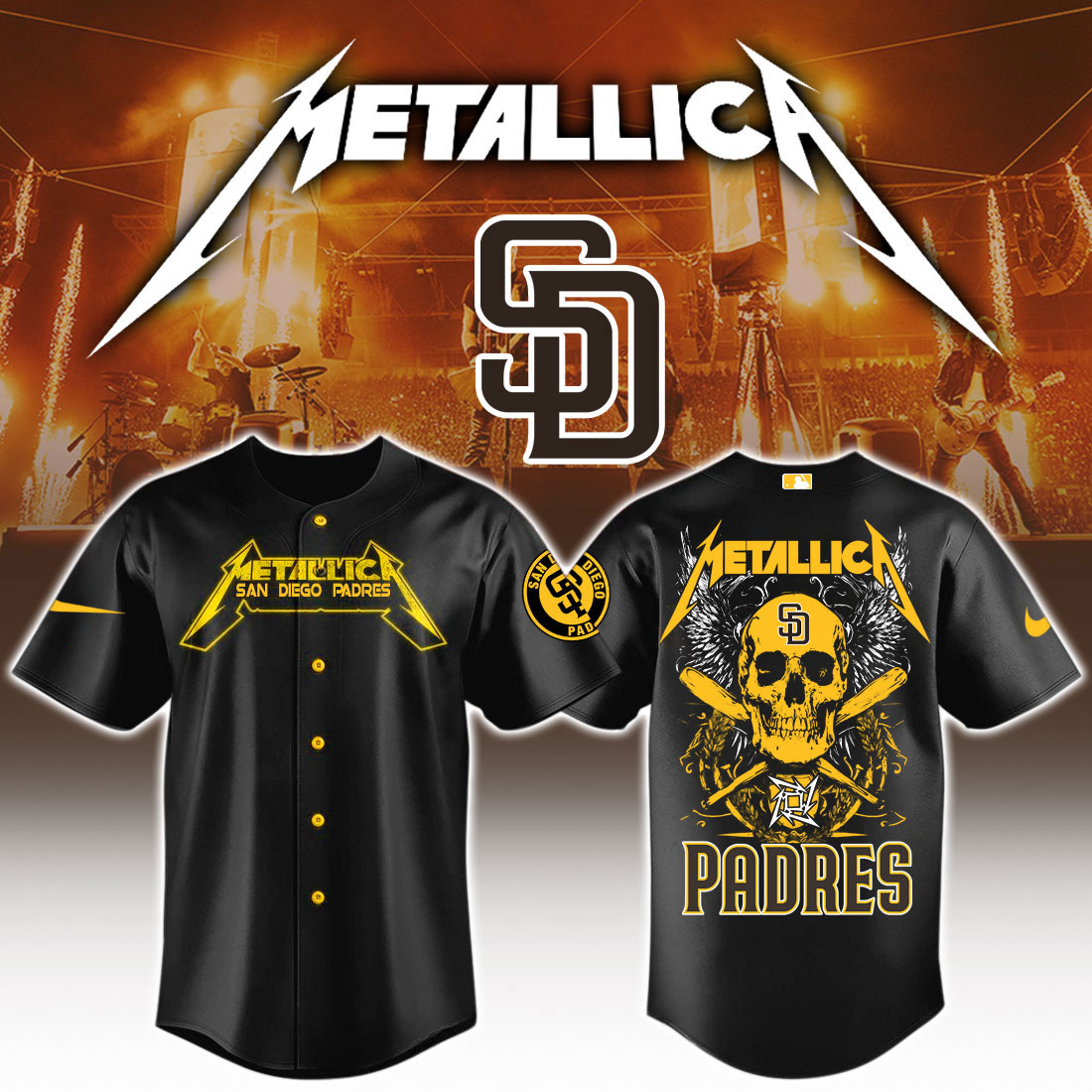 San Diego Padres MLB Metallica Baseball Jersey For Men And Women