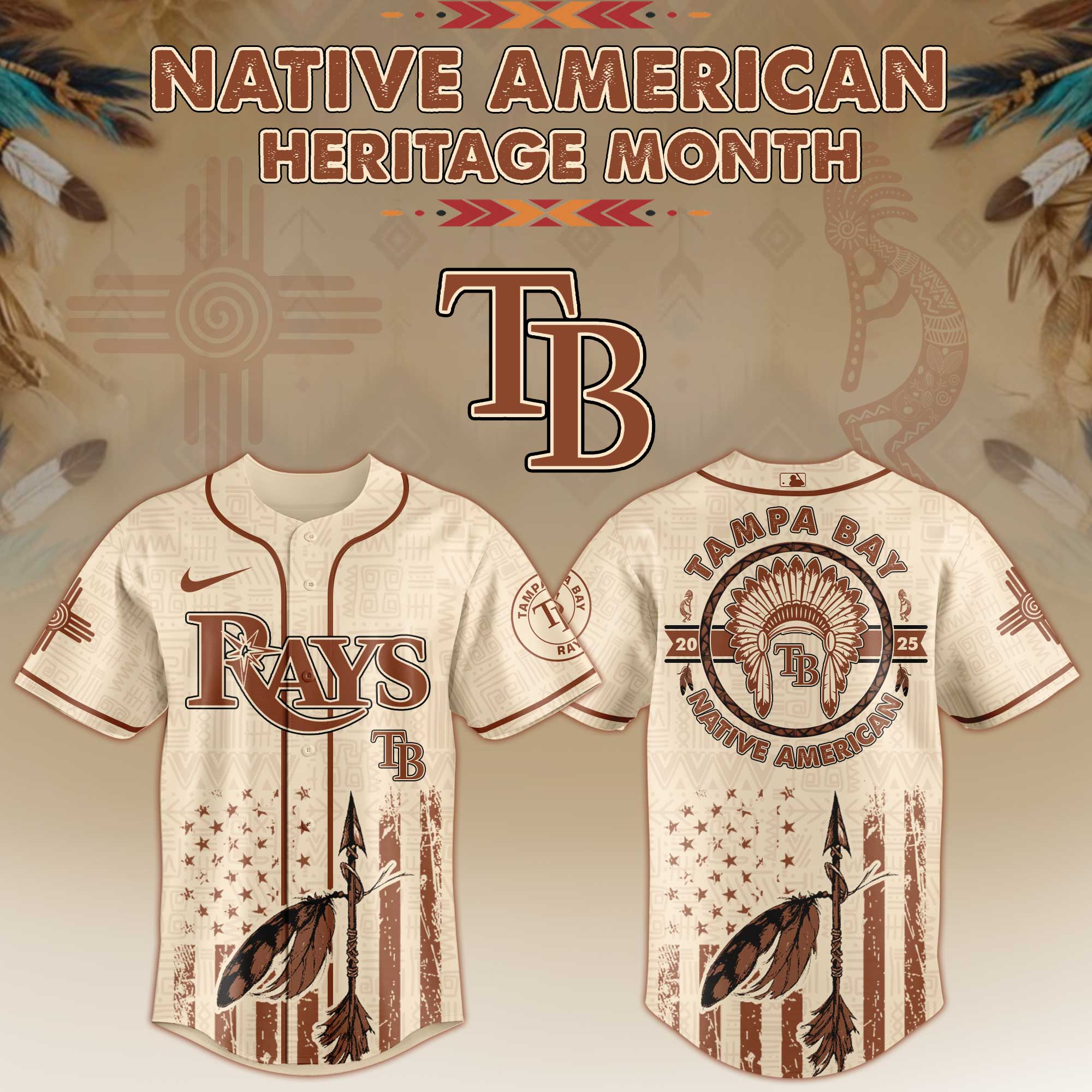 Tampa Bay Rays Native American Heritage Month Baseball Jersey For Men And Women 2025