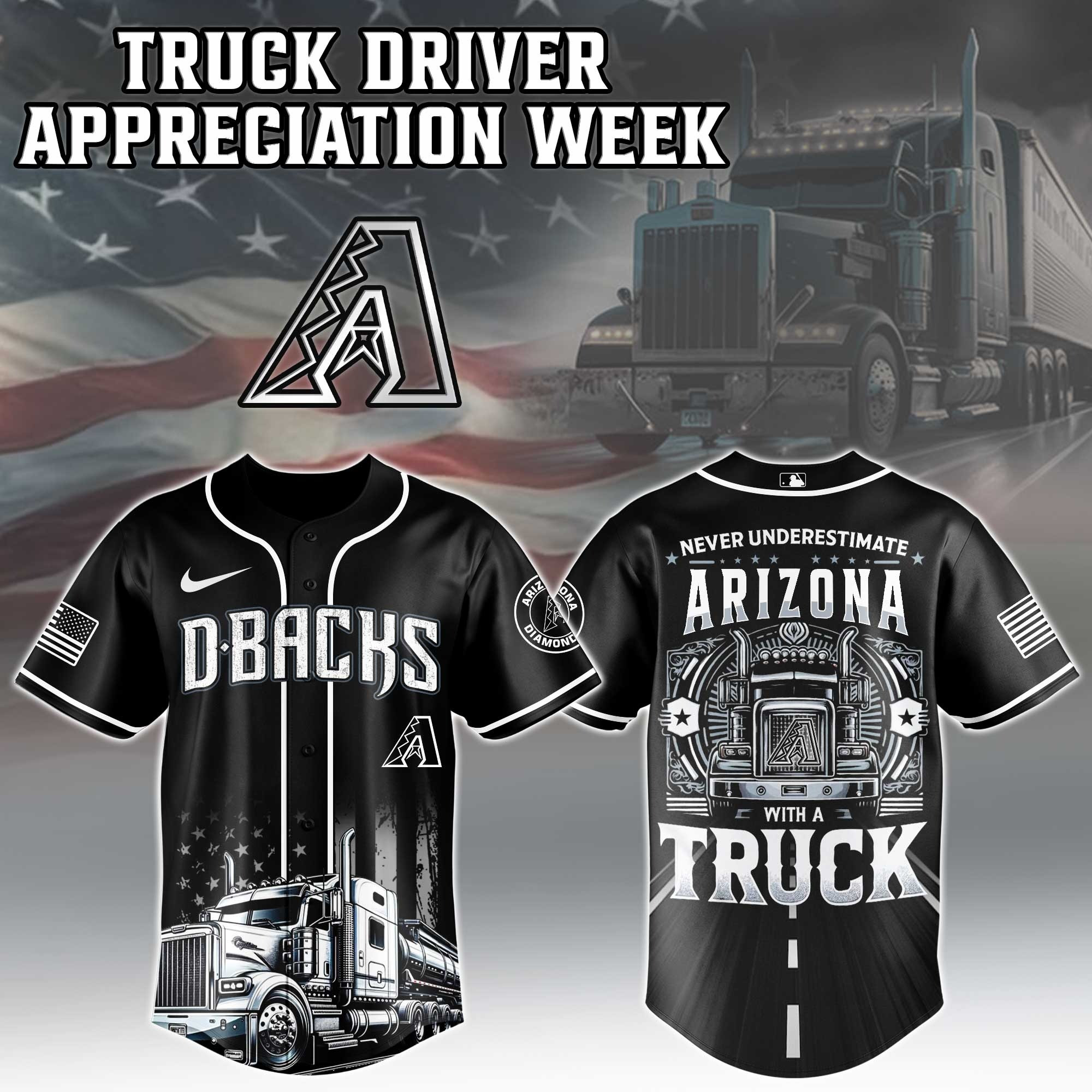 Arizona Diamondbacks MLB X Nation Truck Driver Appreciation Week Baseball Jersey 2025 Limited Edition