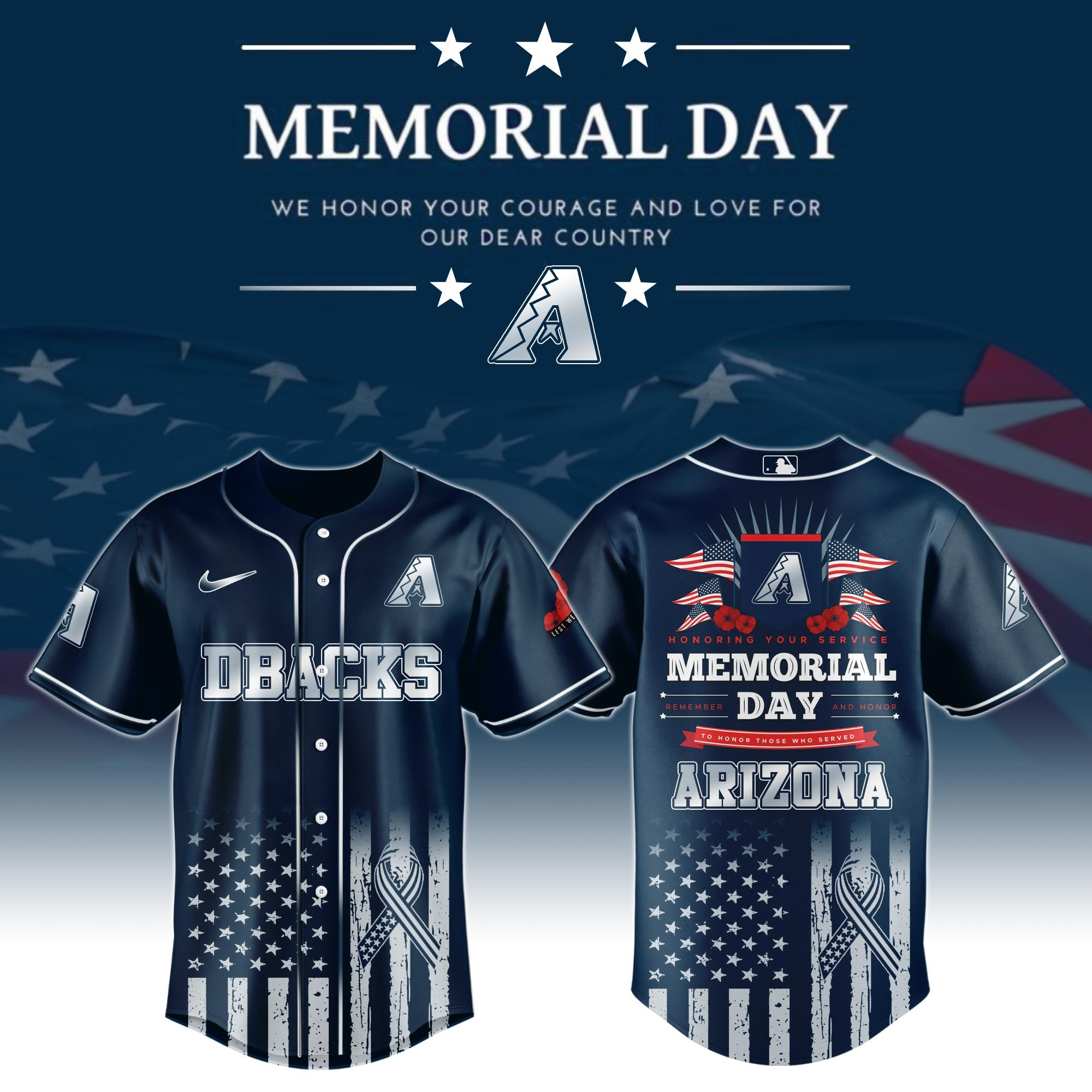 Arizona Diamondbacks Special Memorial Day Baseball Jersey