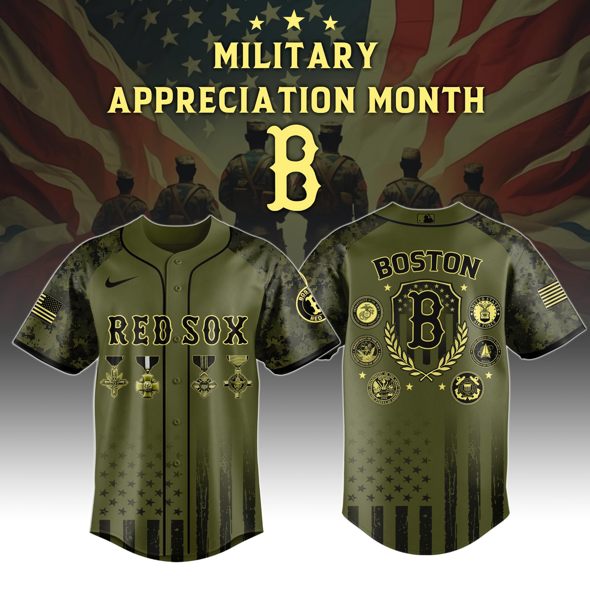Boston Red Sox MLB x Military Appreciation Month Special Edition Baseball Jersey For Men And Women