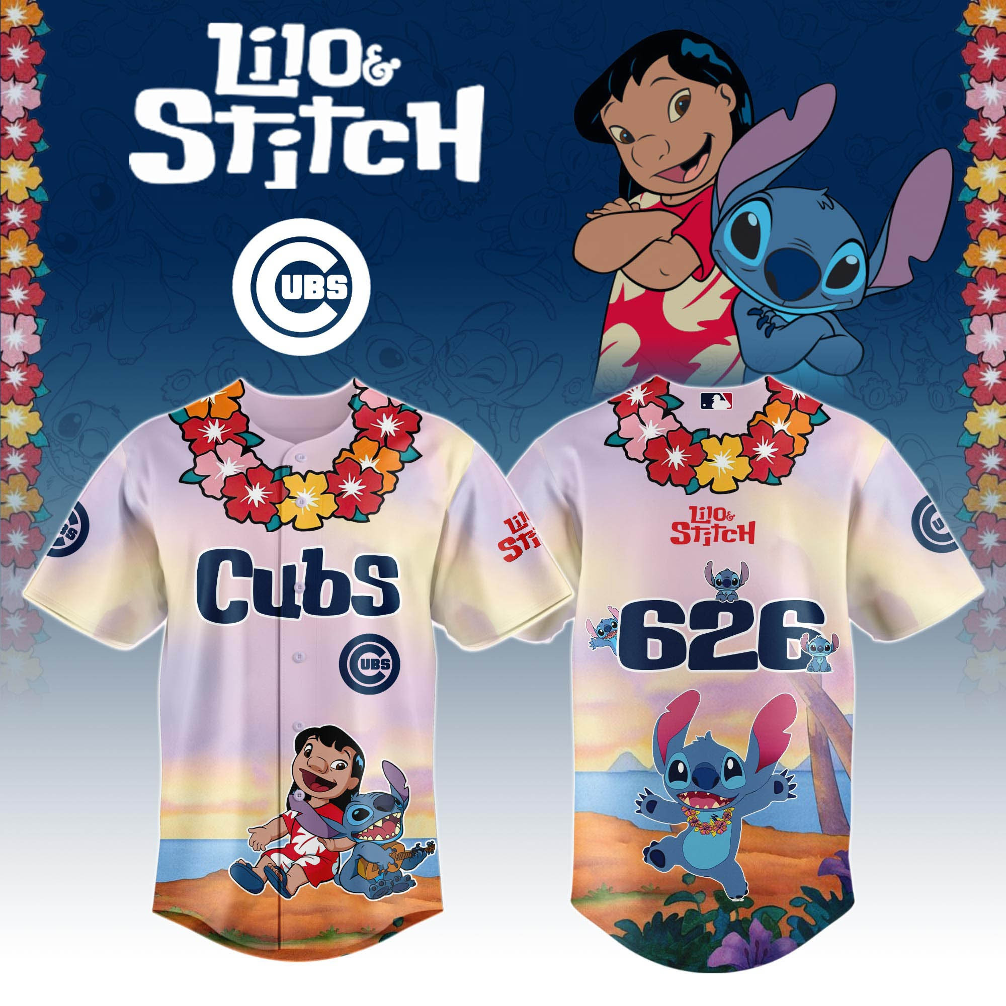 Chicago Cubs MLB x Lilo And Stitch Special Edition Baseball Jersey For Men And Women