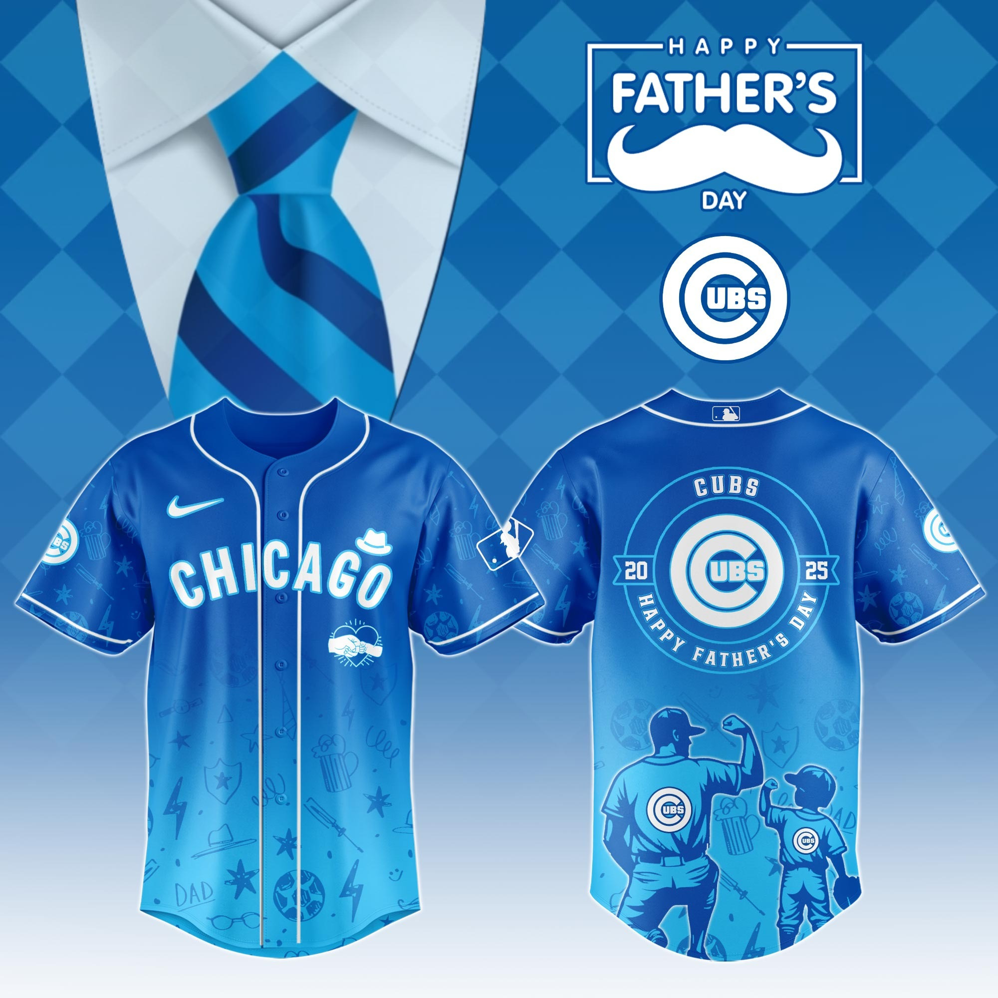 Chicago Cubs Special Fathers Day 2025 Baseball Jersey Chicago Cubs Merch