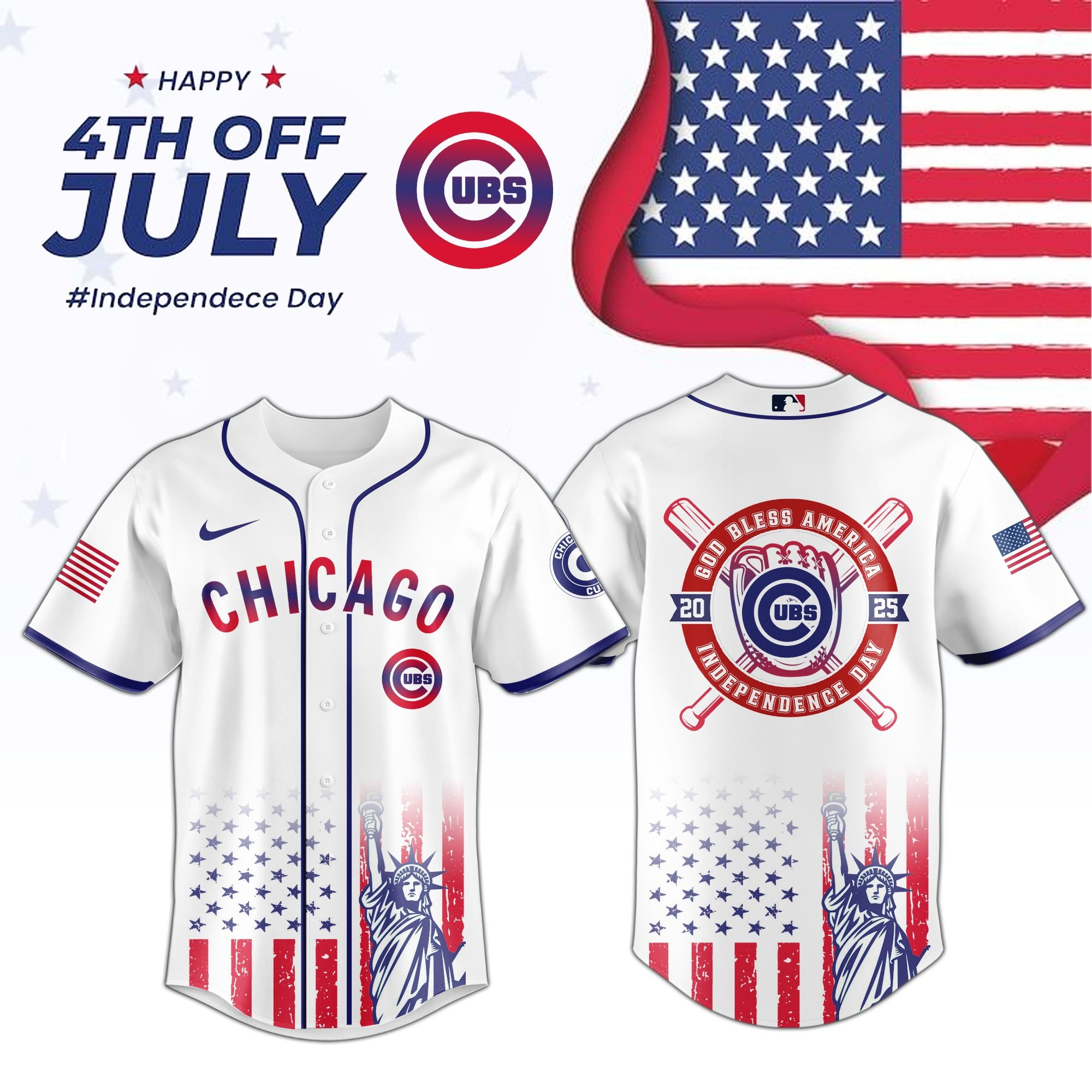 Chicago Cubs Special Independence Day 2025 Baseball Jersey For Men And Women