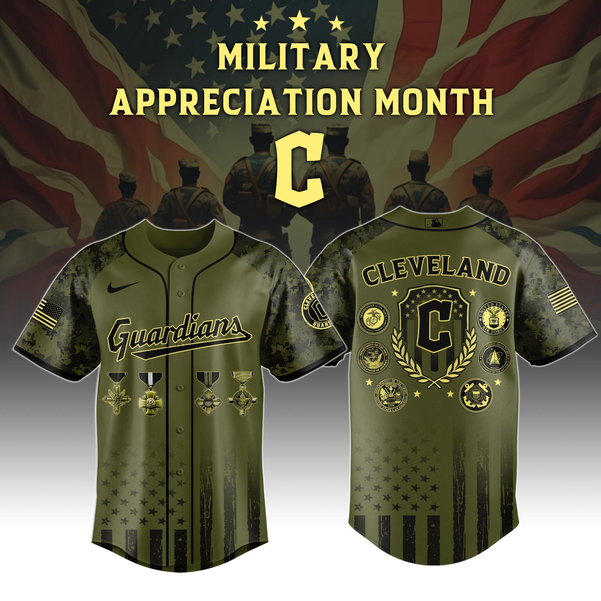 Cleveland Guardians MLB x Military Appreciation Month Special Edition Baseball Jersey For Men And Women