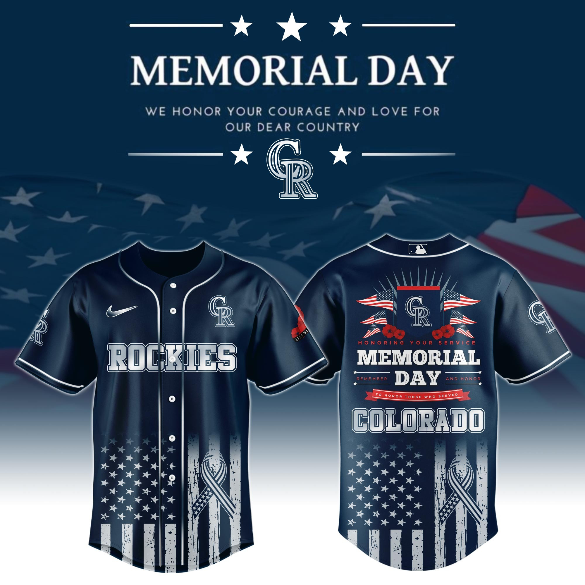 Colorado Rockies Special Memorial Day Baseball Jersey For Men And Women