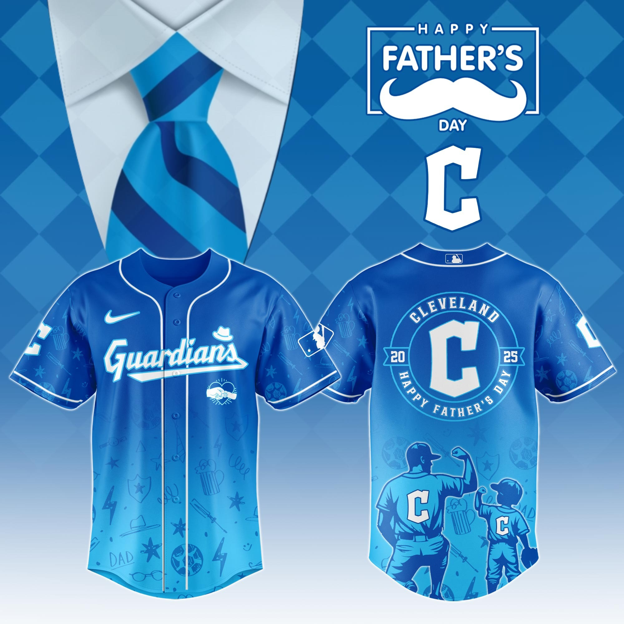 Cleveland Guardians Special Fathers Day 2025 Baseball Jersey For Men And Women
