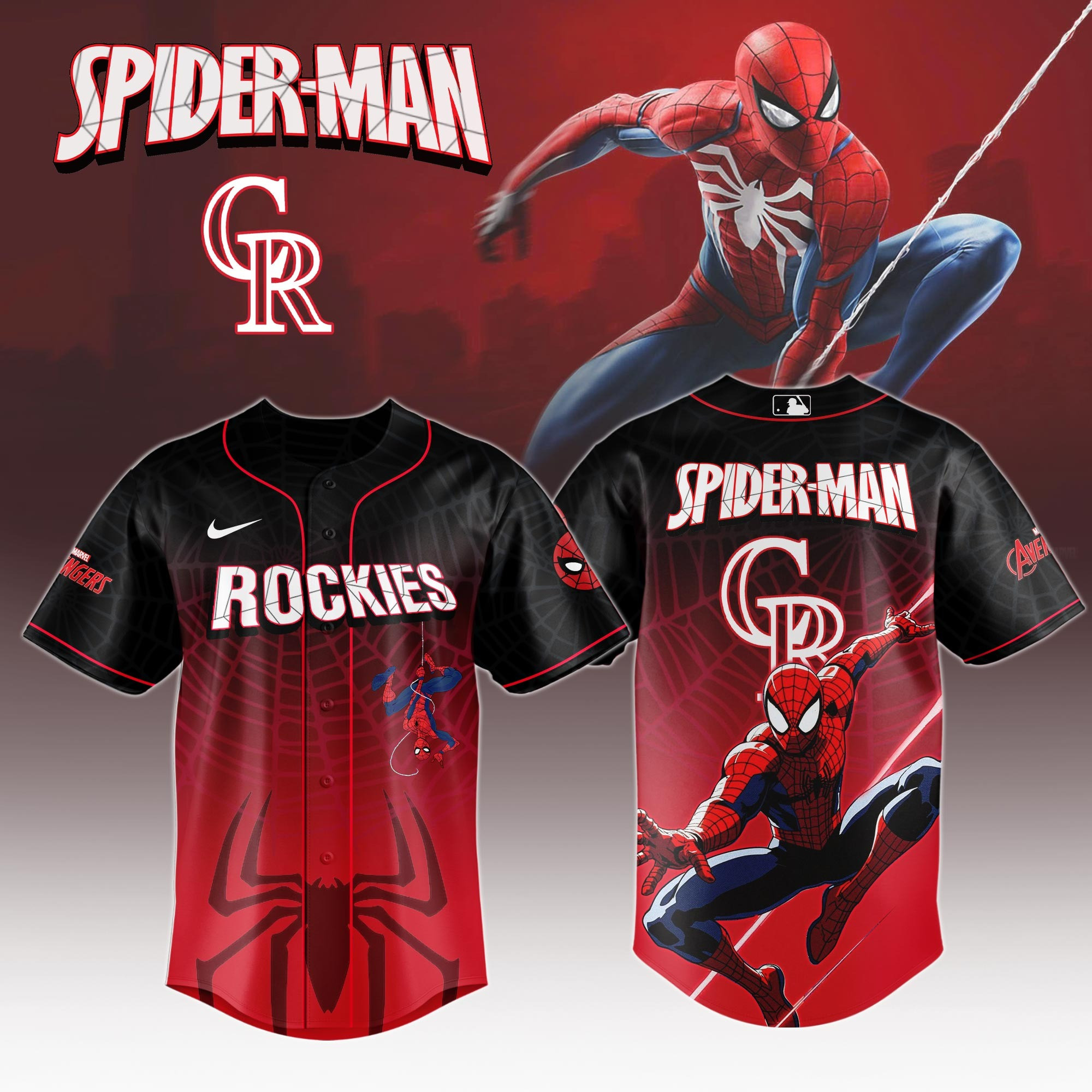 Colorado Rockies x Spider Man Game Night Special Edition Baseball Jersey For Men And Women
