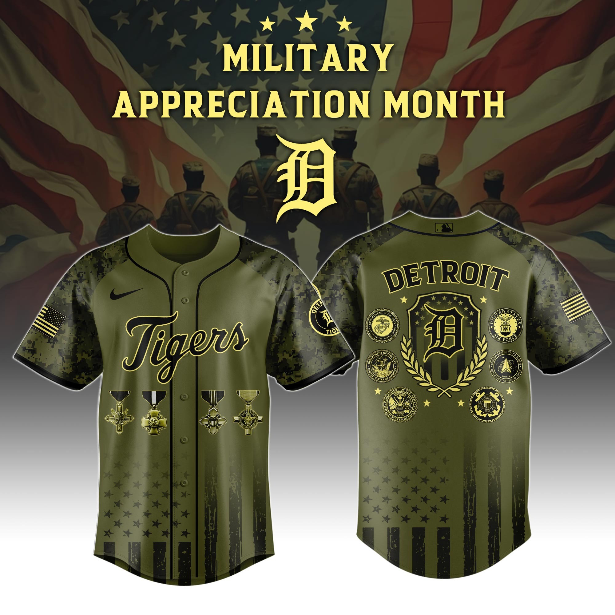 Detroit Tigers MLB x Military Appreciation Month Baseball Jersey For Men And Women Special Edition