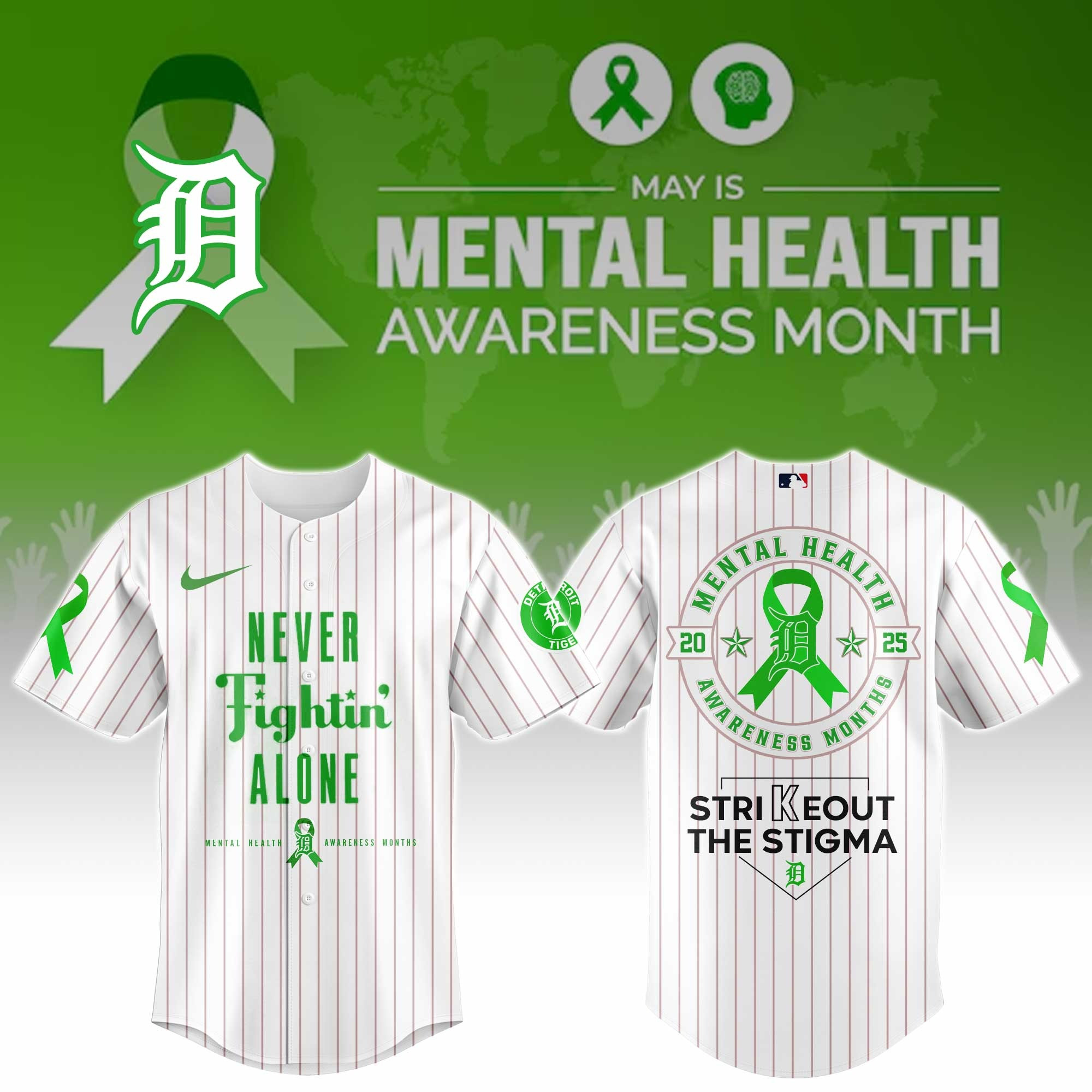 Detroit Tigers Special Mental Health Awareness Week Baseball Jersey