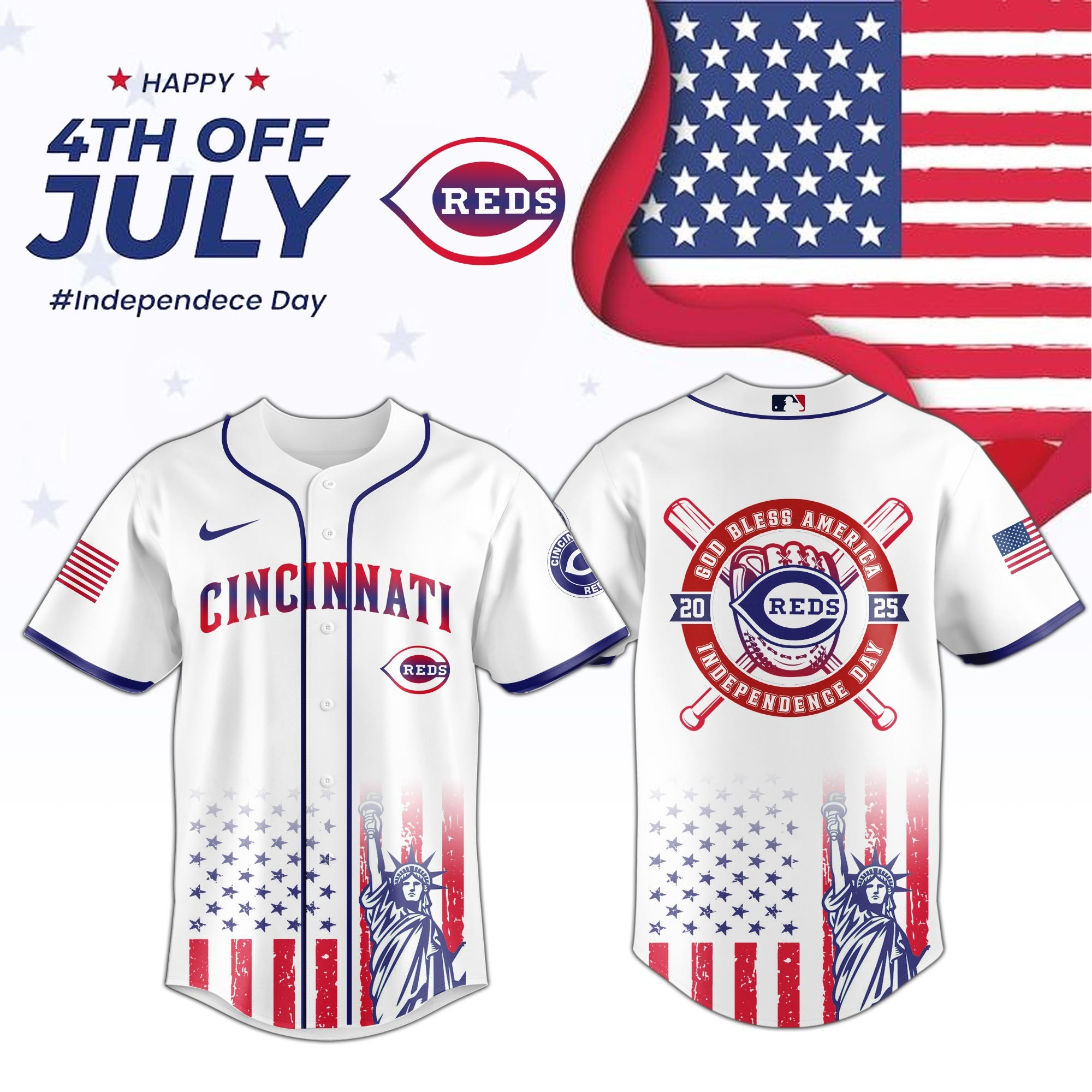 Cincinnati Reds Special Independence Day 2025 Baseball Jersey For Men And Women