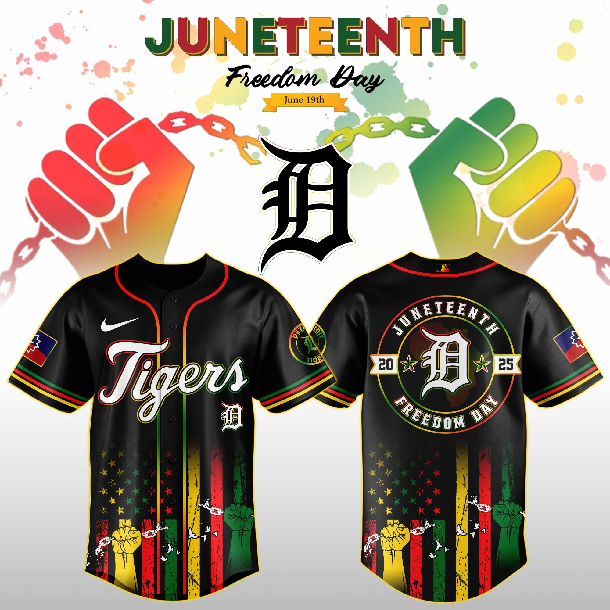 Detroit Tigers Juneteenth Day 2025 Special Baseball Jersey For Men And Women