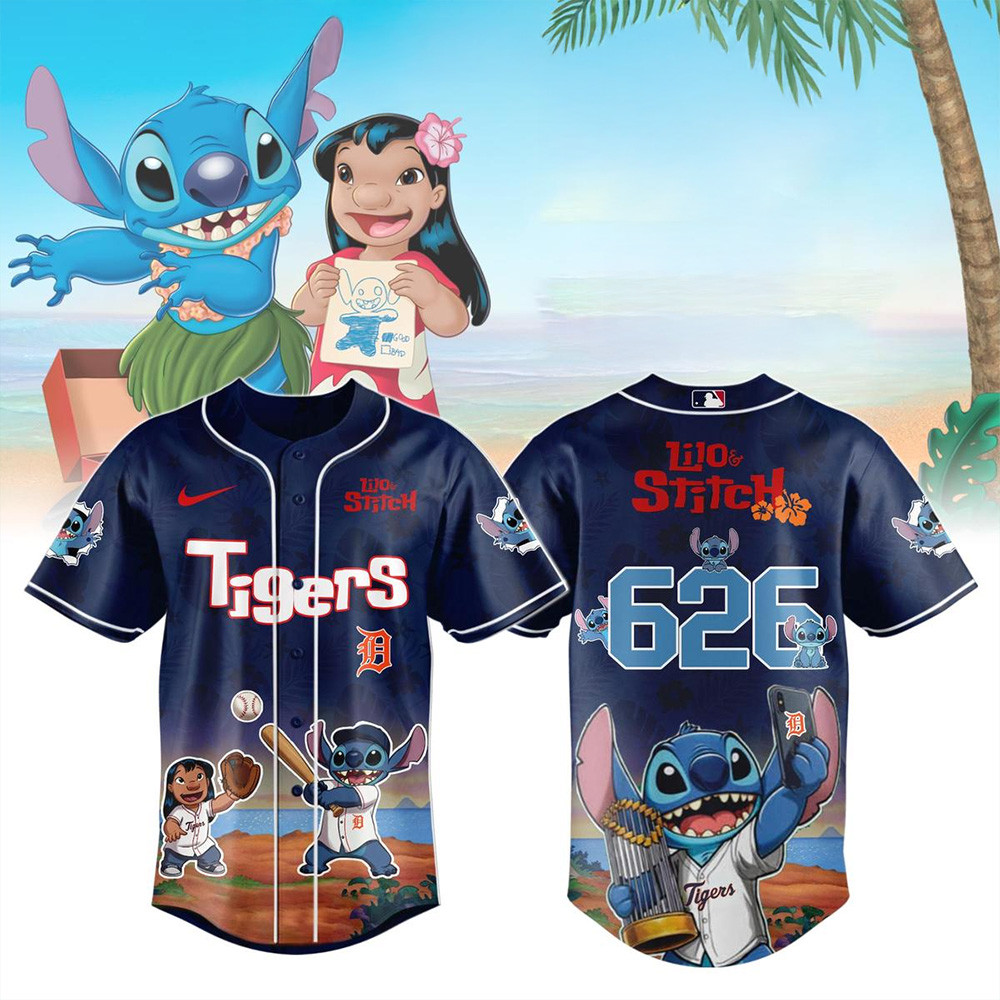 Detroit Tigers Lilo And Stitch 626 Baseball Jersey For Men And Women