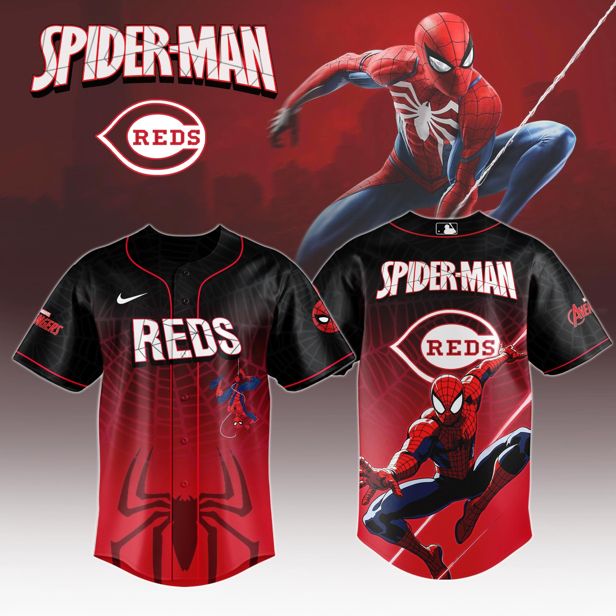 Cincinnati Reds x Spider Man Game Night Special Edition Baseball Jersey For Men And Women