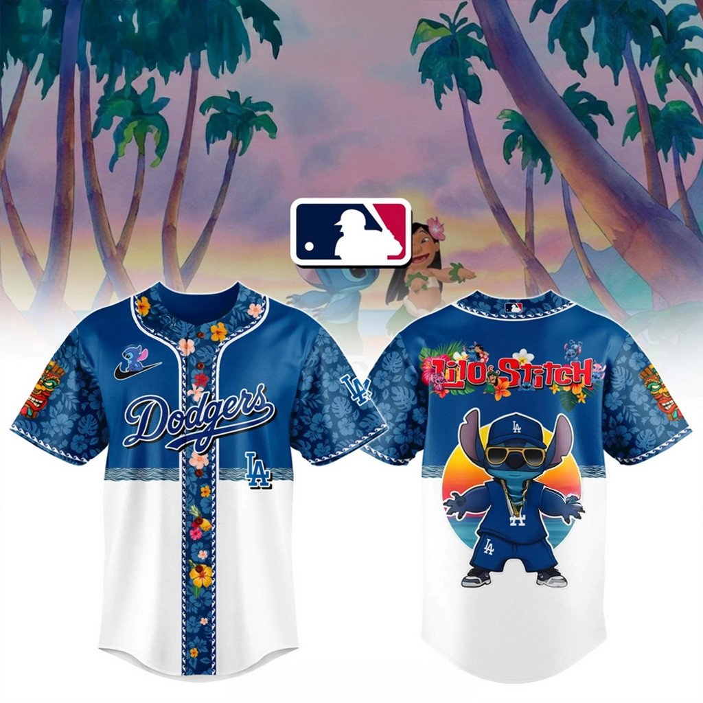 Lilo And Stitch x Dodgers MLB All Team Floral Jersey For Men And Women