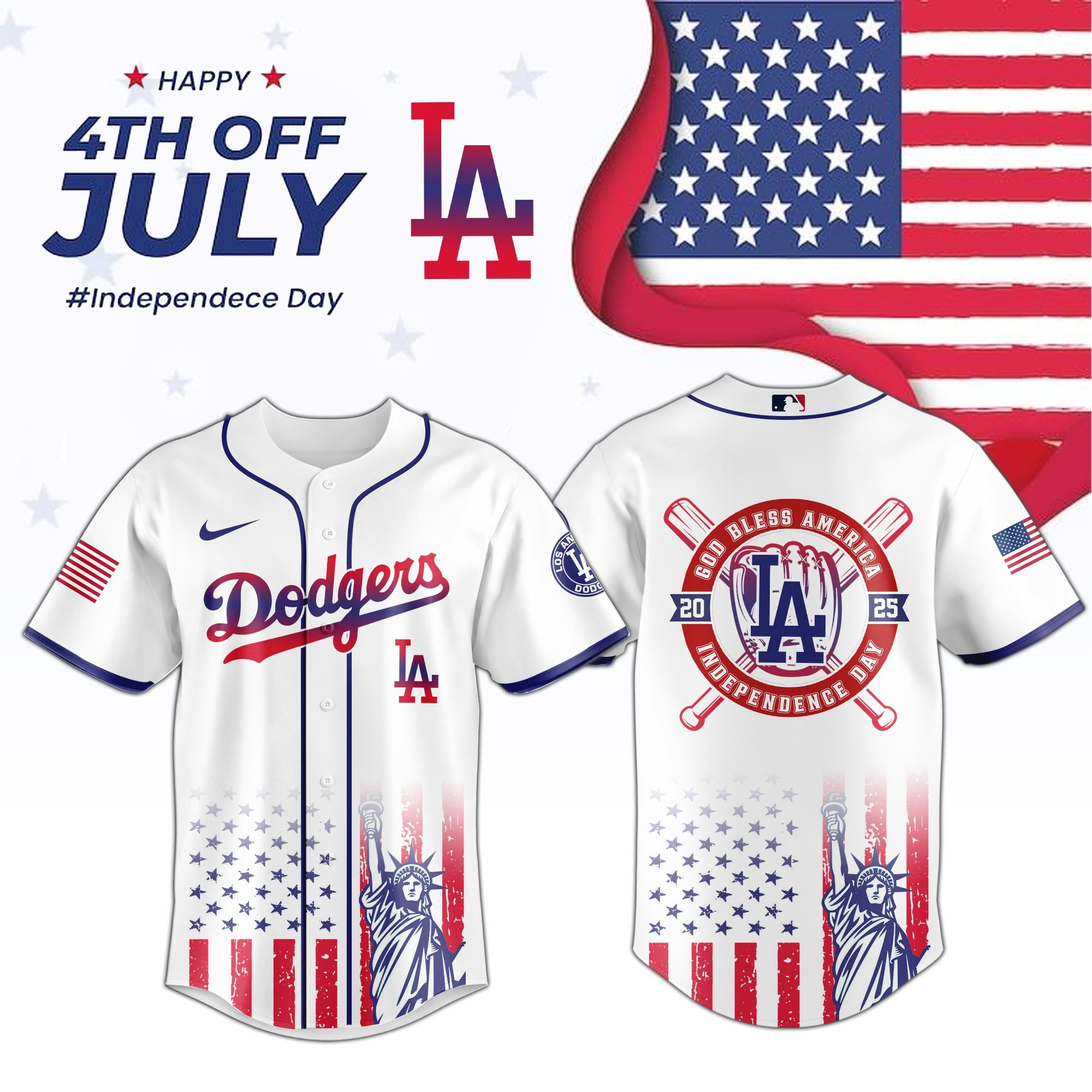 Los Angeles Dodgers Special Independence Day Baseball Jersey