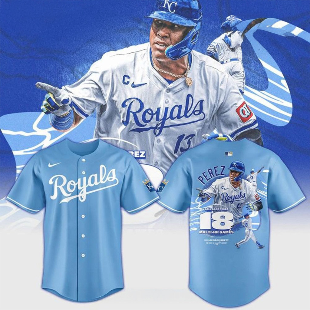 Salvador Perez 18 Multihomer Games Kansas City Royals Baseball Jersey