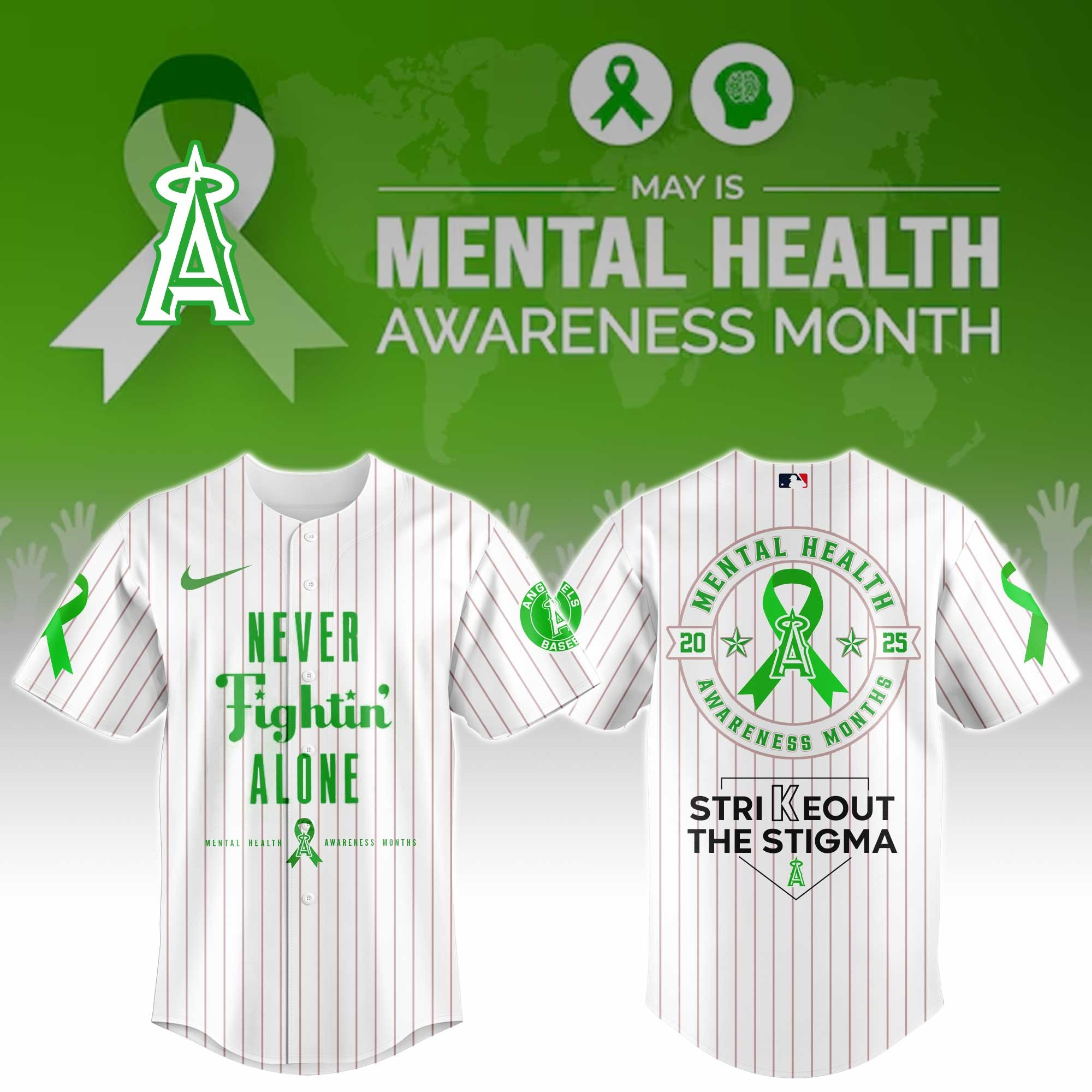 Los Angeles Angels Special Mental Health Awareness Week 2025 Baseball Jersey