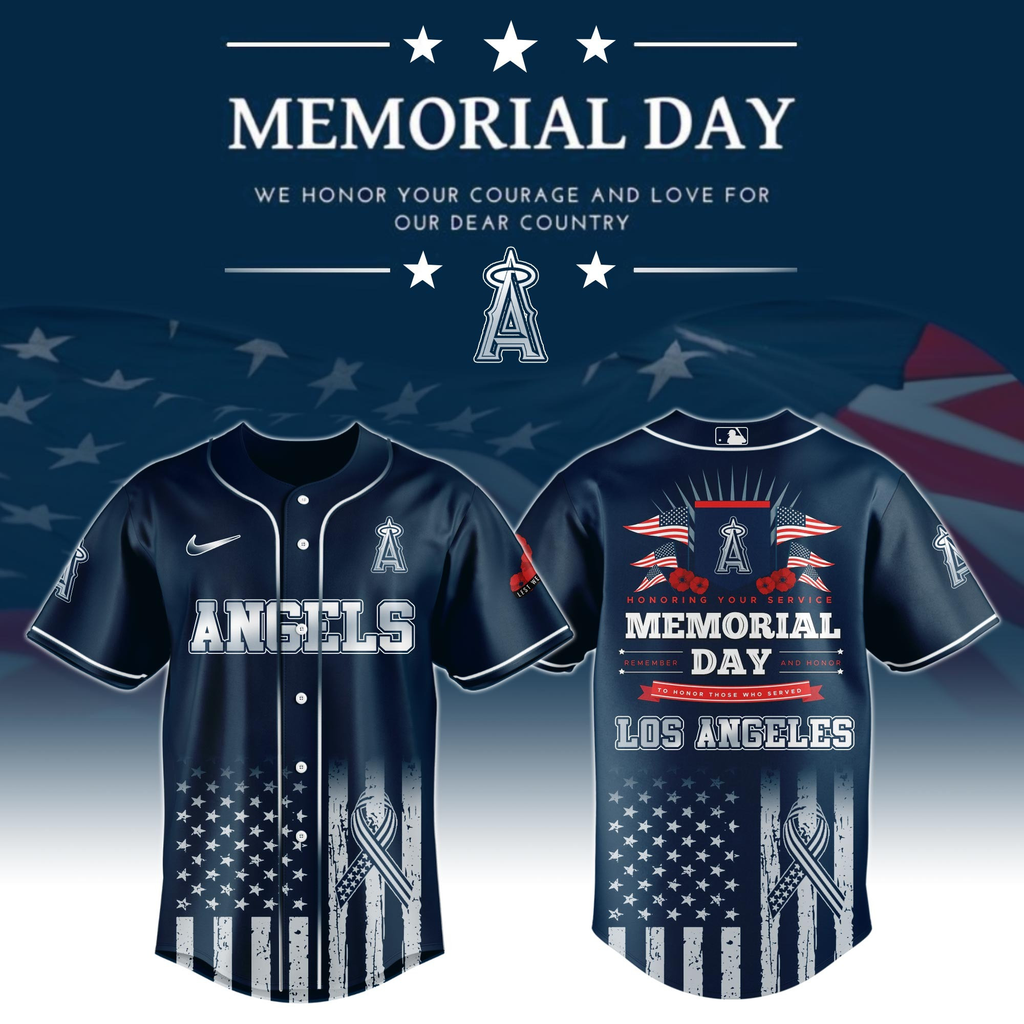 Los Angeles Angels Special Memorial Day 2025 Baseball Jersey