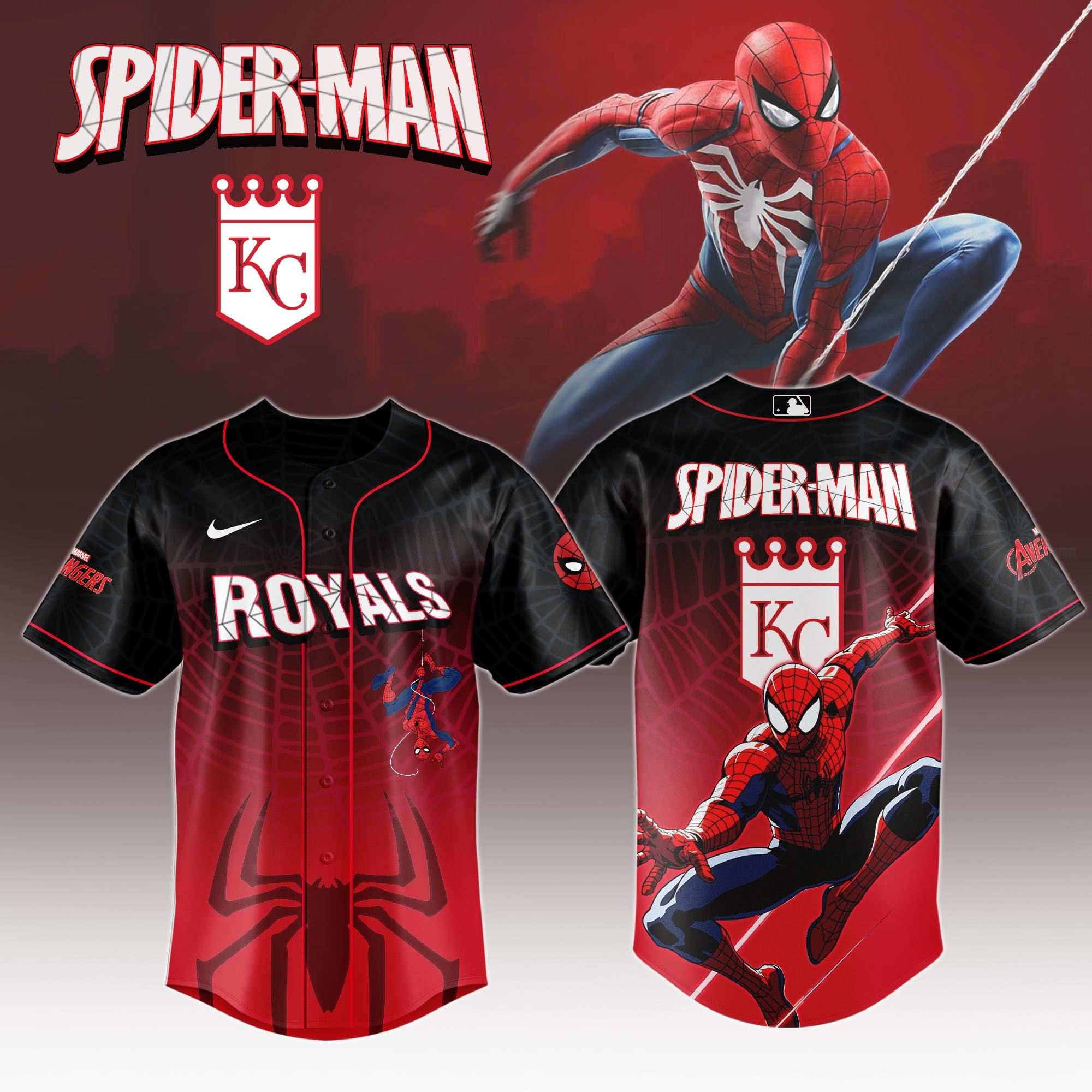 Kansas City Royals x Spider Man Game Night Baseball Jersey