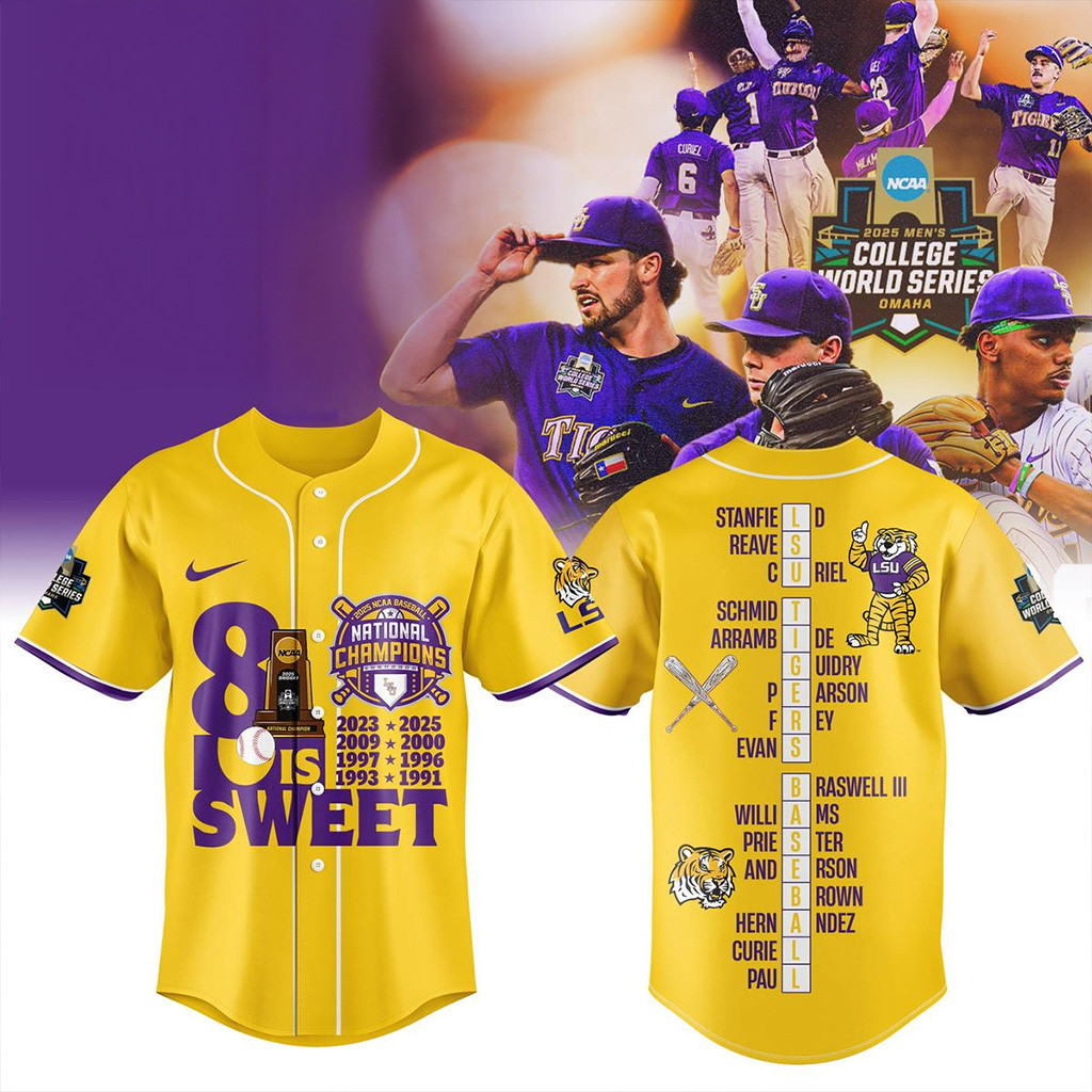 LSU Tigers 8x Sweet NCAA Baseball Champions Baseball Jersey
