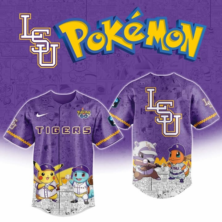 LSU Tigers Football Pokemon Go Special Baseball Jersey