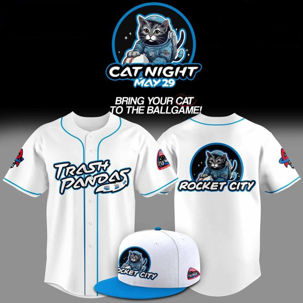 Rocket City Trash Pandas X Cat Night 2025 Baseball Jersey