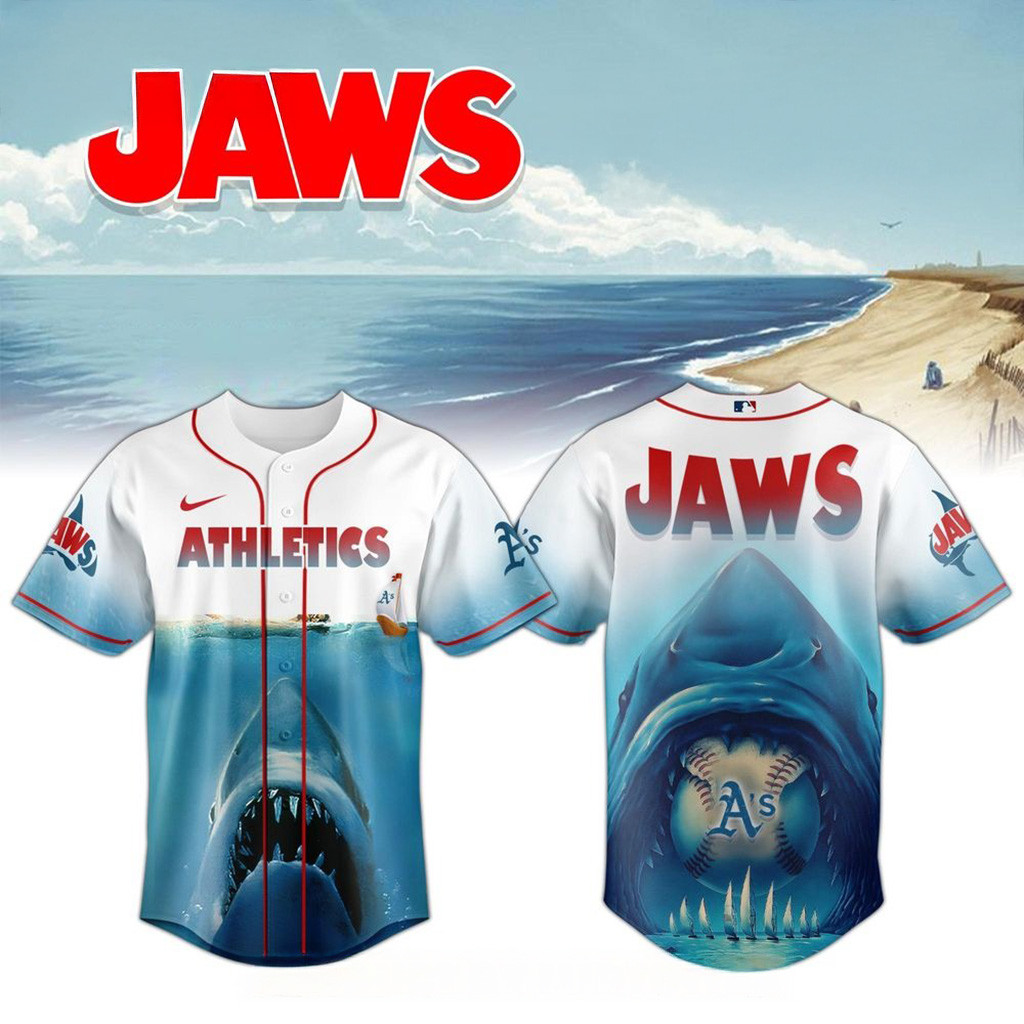 Oakland Athletics X Jaws 50Th Anniversary Baseball Jersey 2025