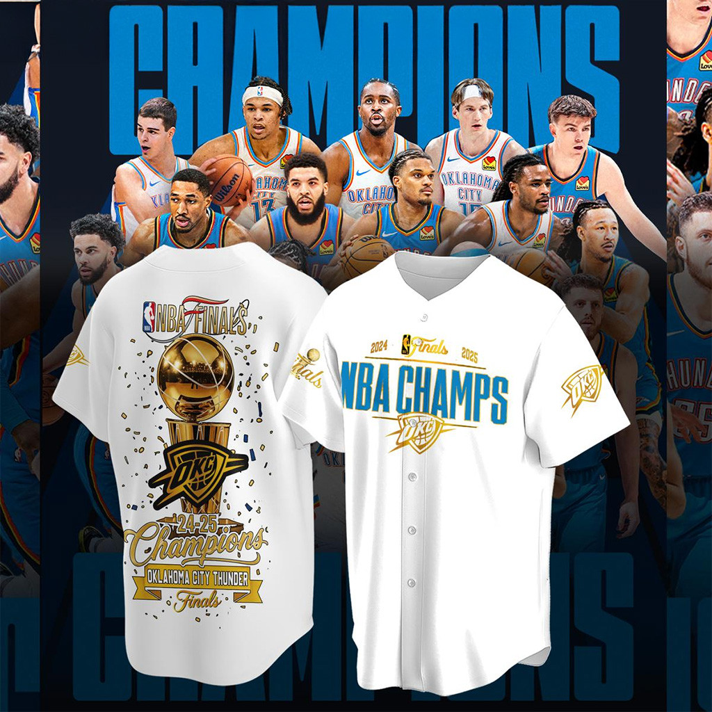 OKC Championship Baseball Jersey NBA 2025 Champions