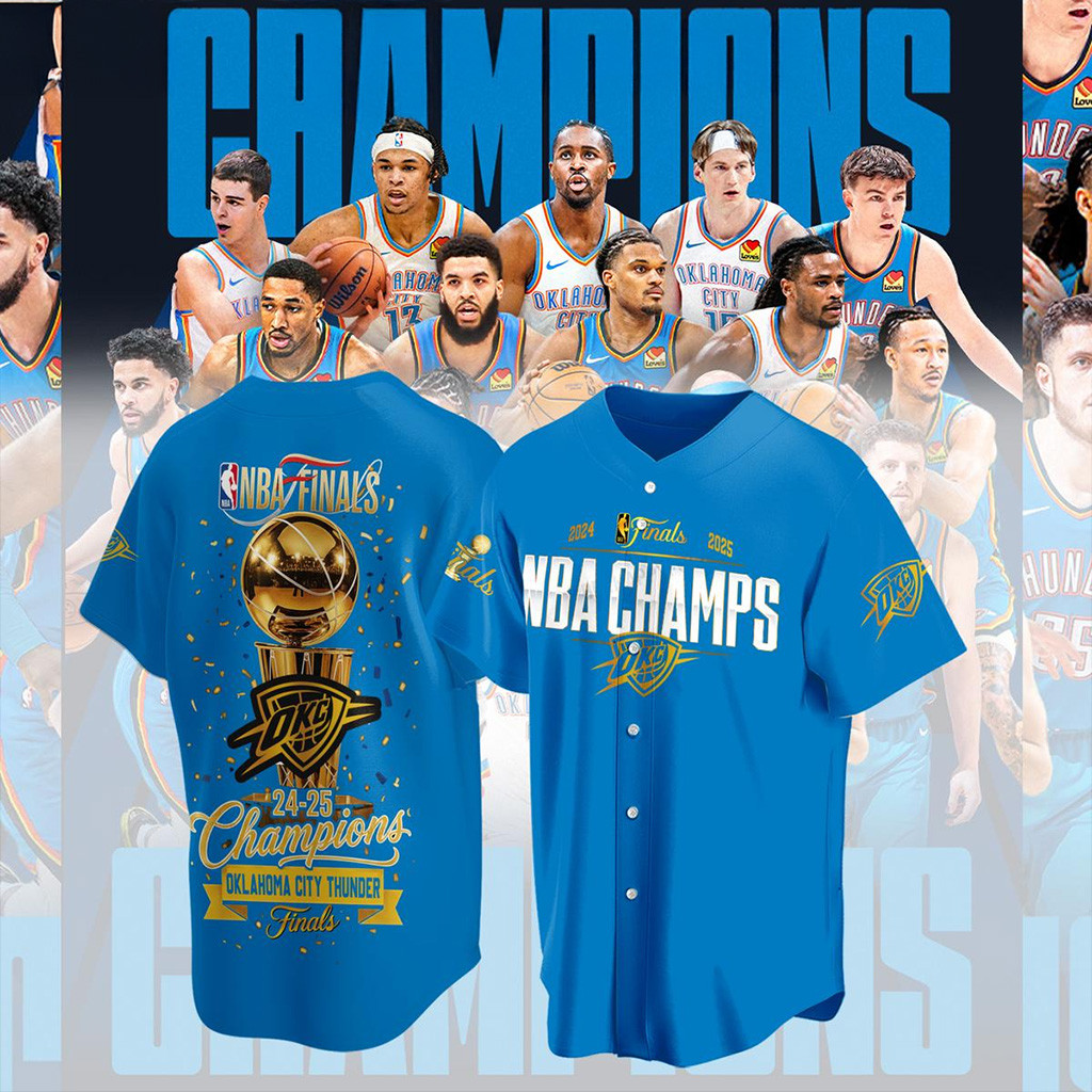 OKC Thunder Championship Jersey Shirt Blue 2025 NBA Champions