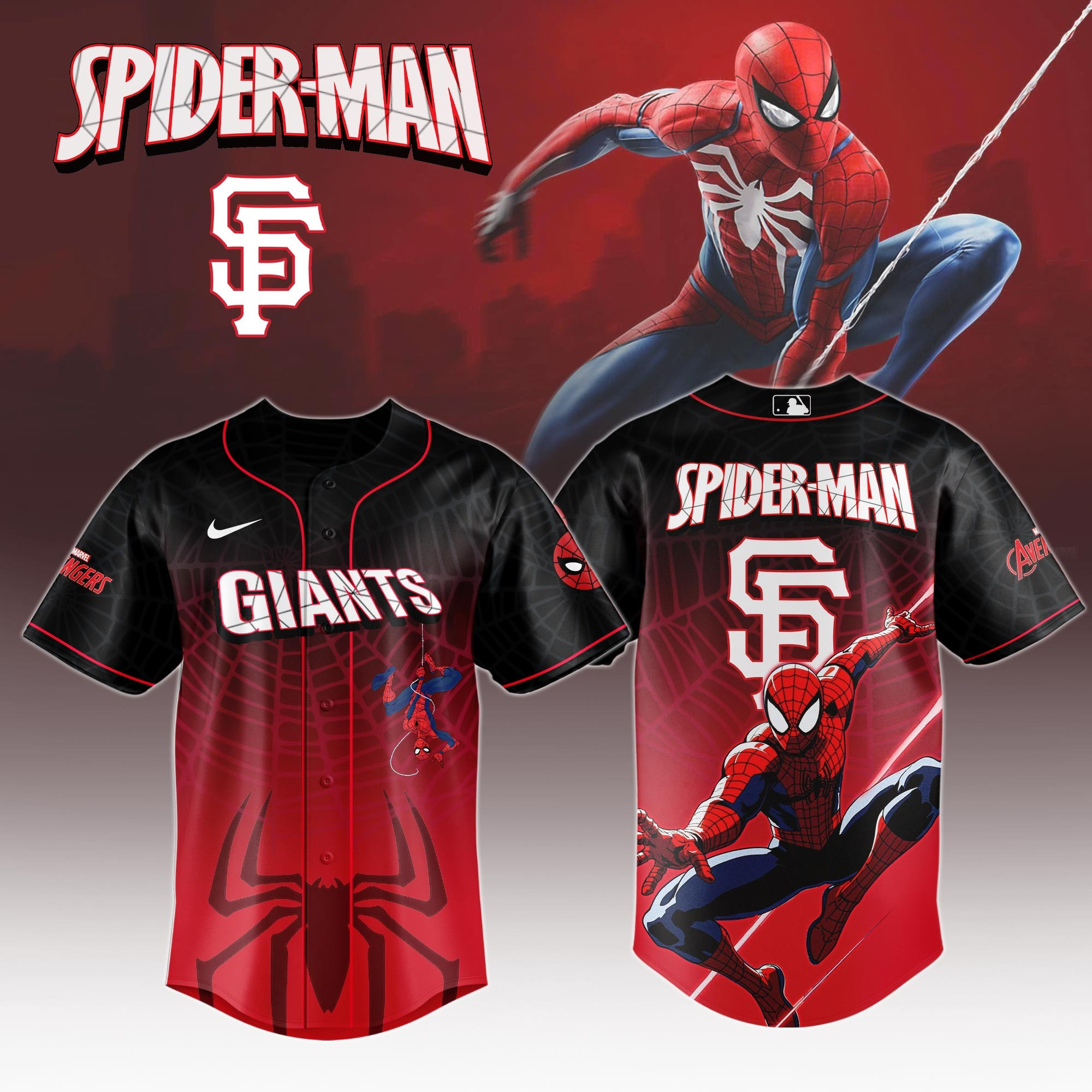 San Francisco Giants x Spider Man Game Night Special Edition Baseball Jersey