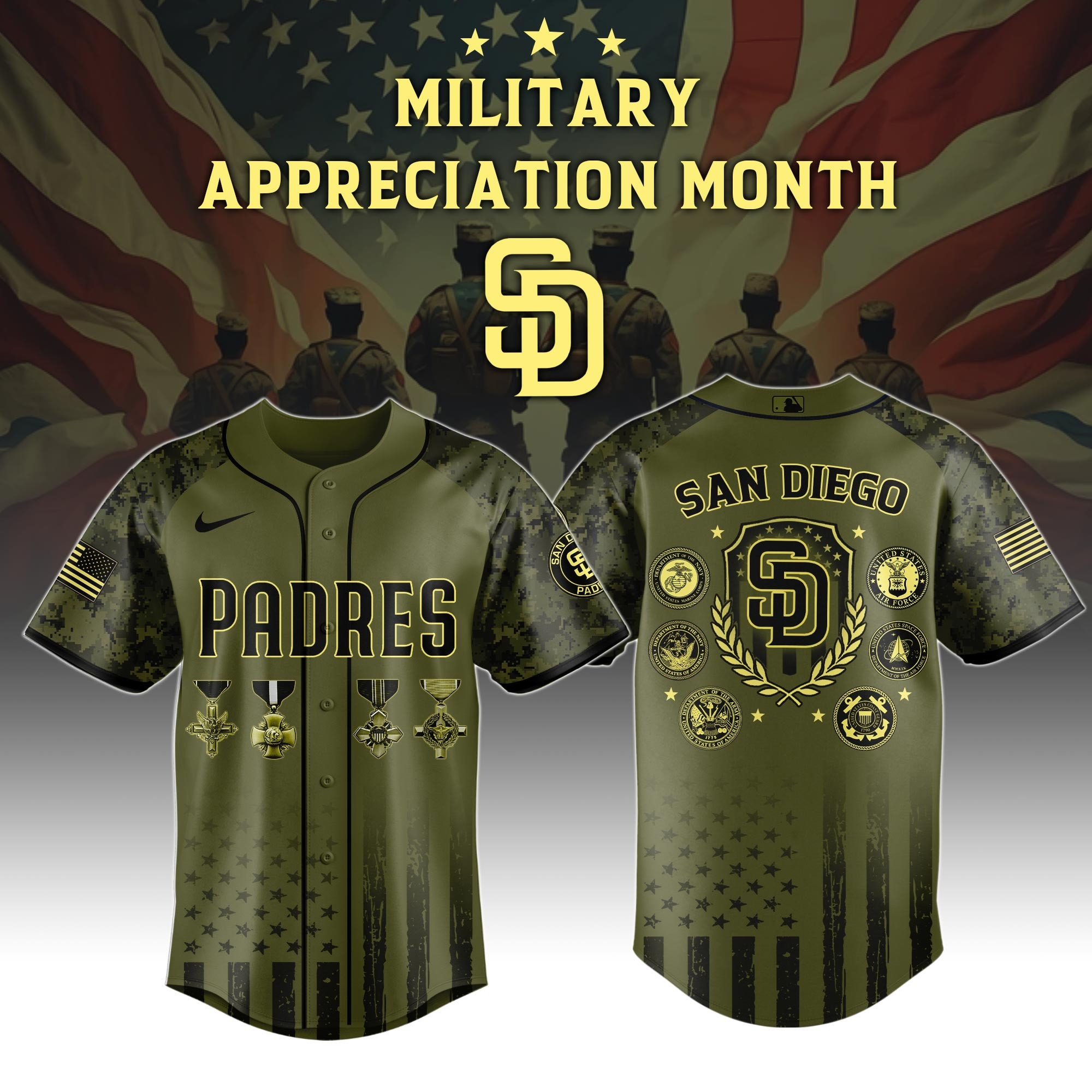 San Diego Padres MLB x Military Appreciation Month Special Edition Baseball Jersey 2025