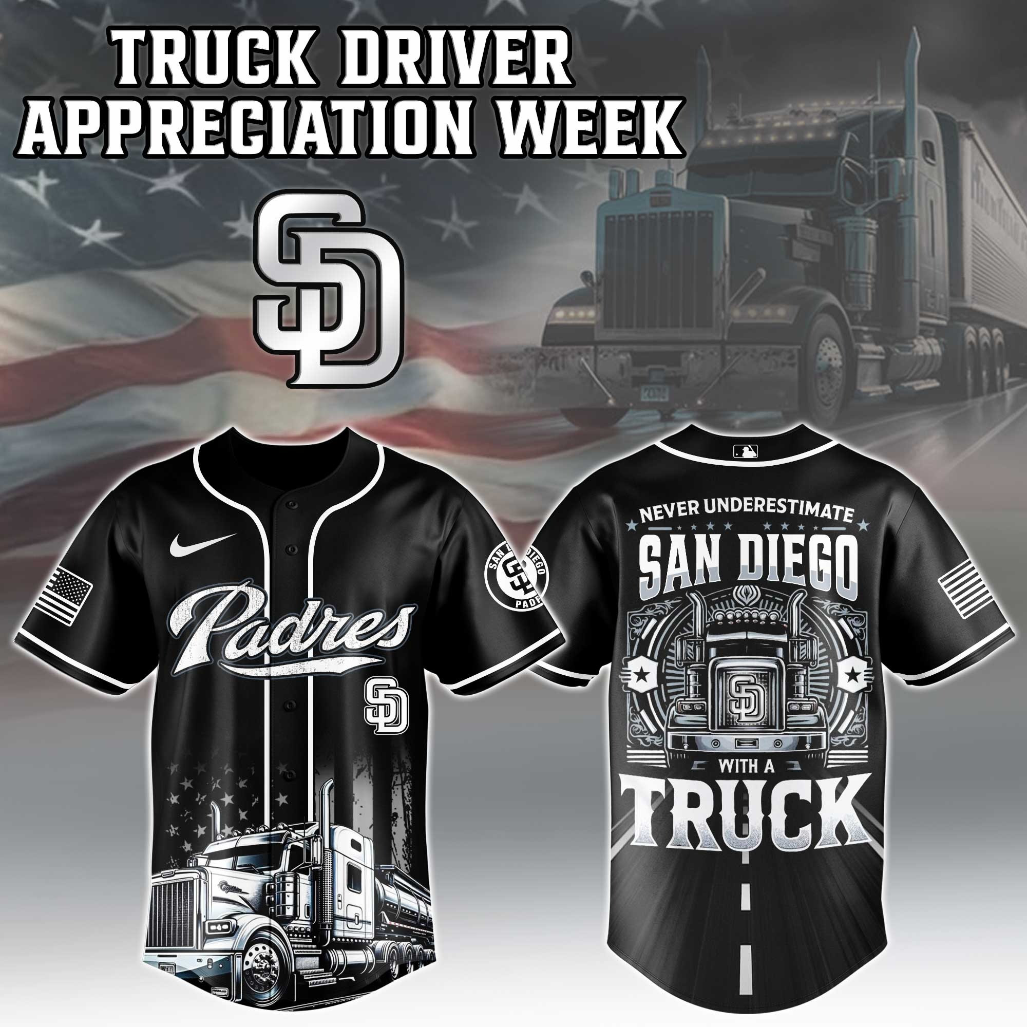 San Diego Padres MLB X Nation Truck Driver Appreciation Week Baseball Jersey 2025