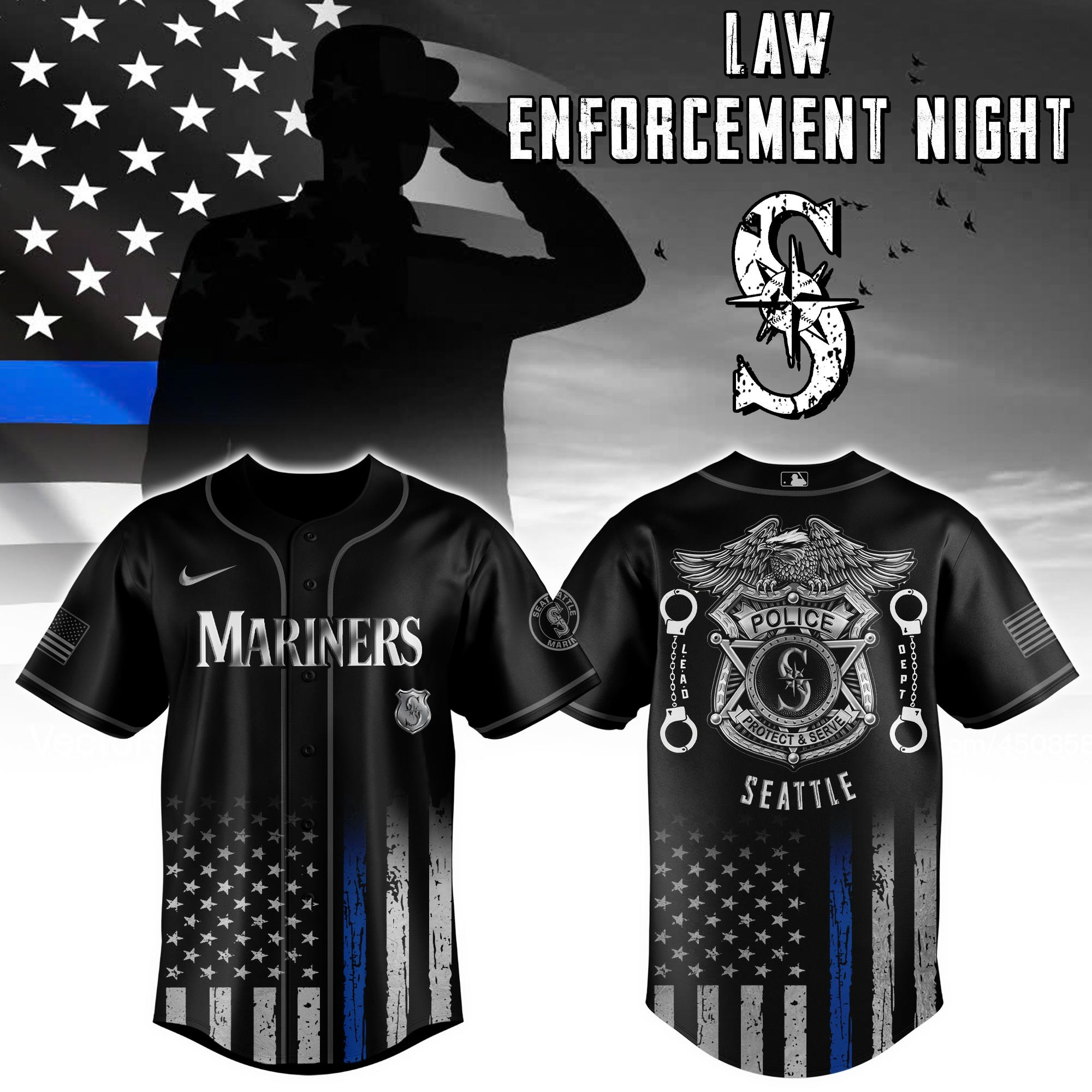 Seattle Mariners MLB x Law Enforcement Night Edition Baseball Jersey For Men And Women