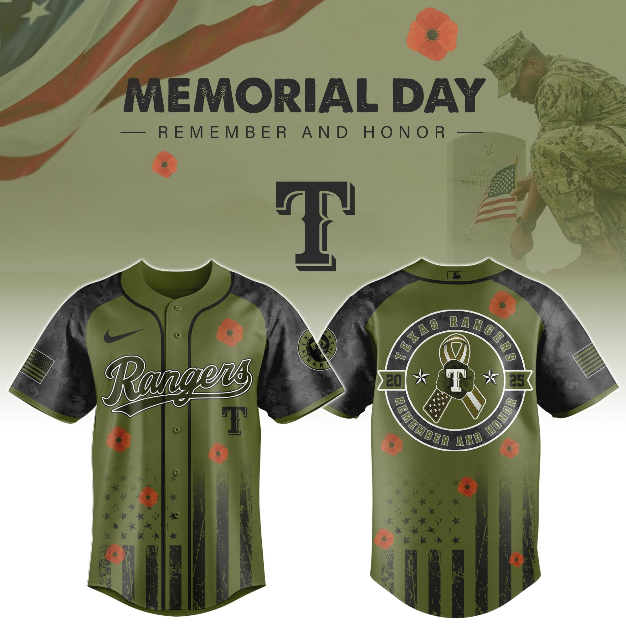 Texas Rangers MLB x Memorial Day Edition Baseball Jersey For Men And Women