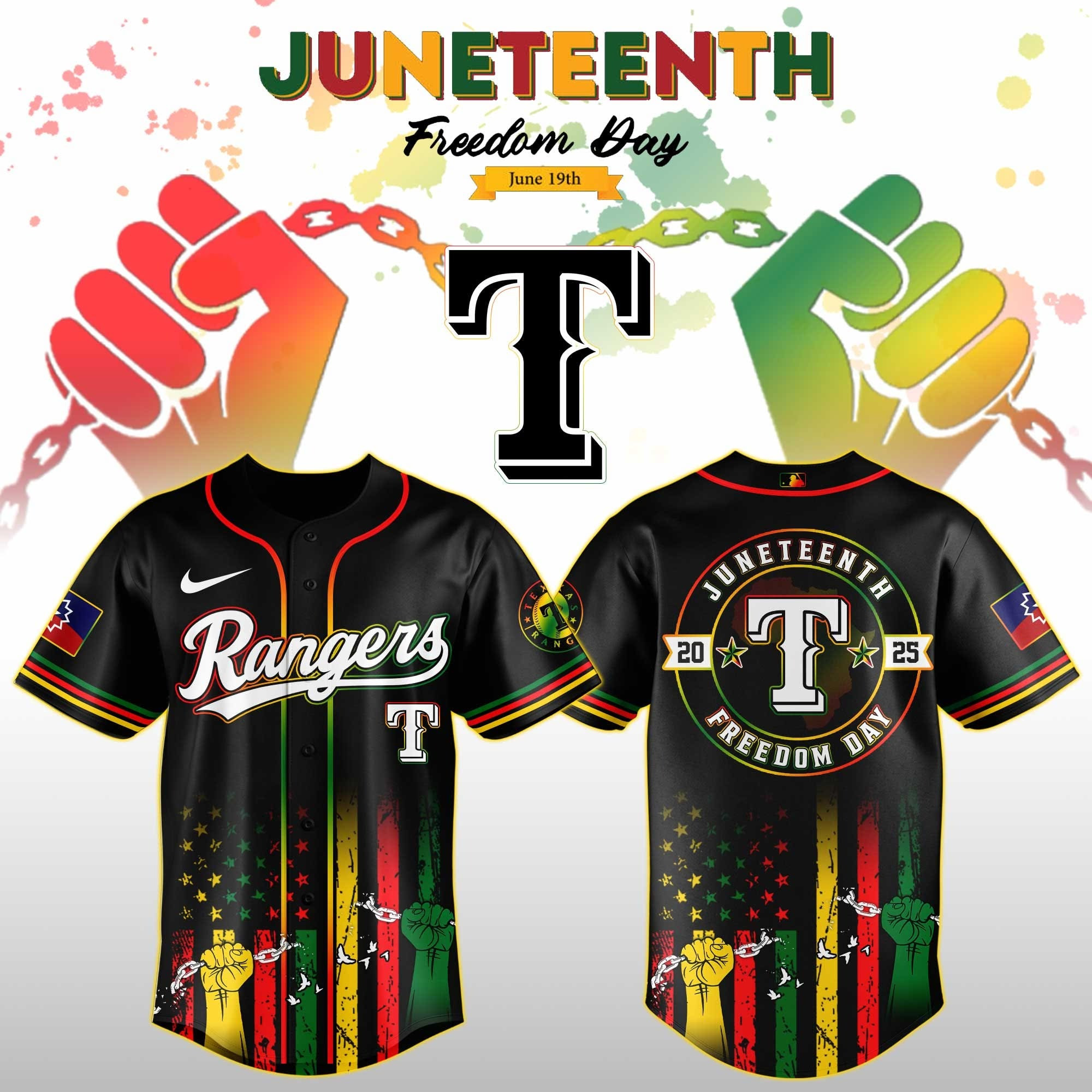 Texas Rangers Juneteenth Day 2025 Baseball Jersey