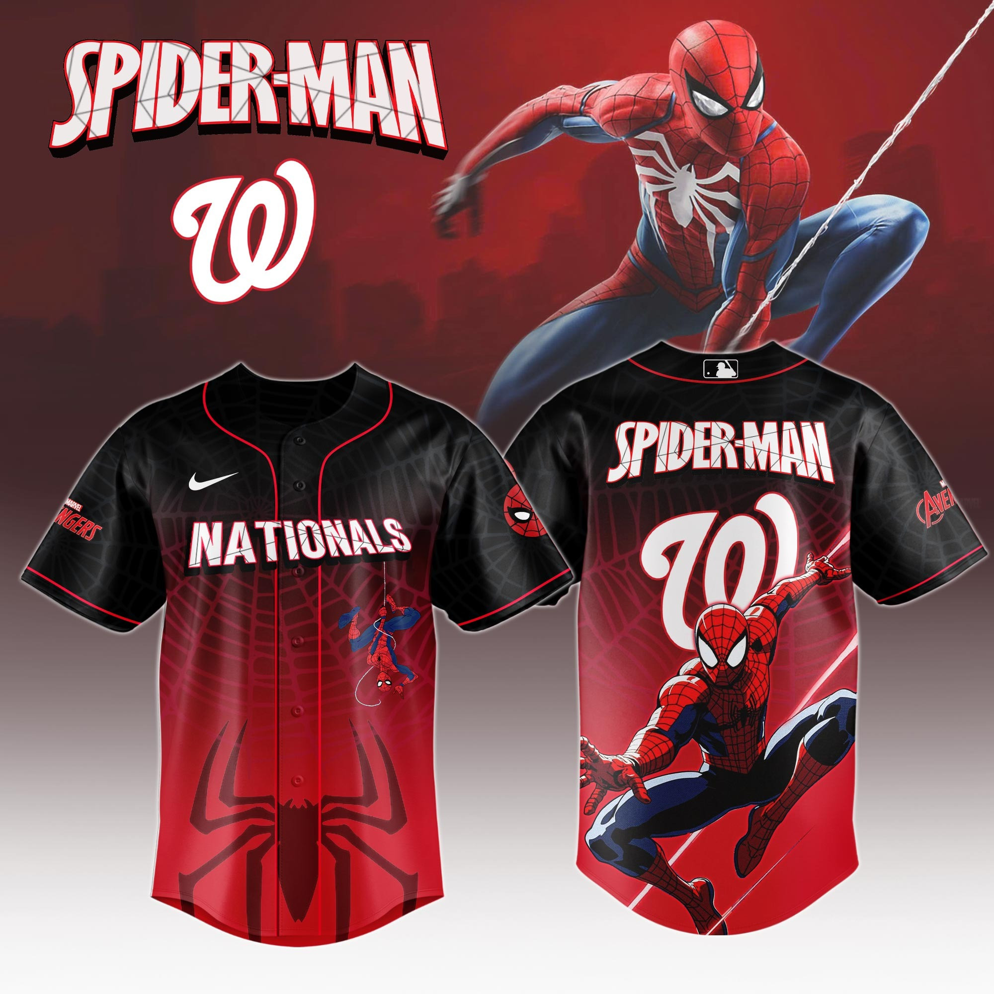 Washington Nationals x Spider Man Game Night Special Edition Baseball Jersey
