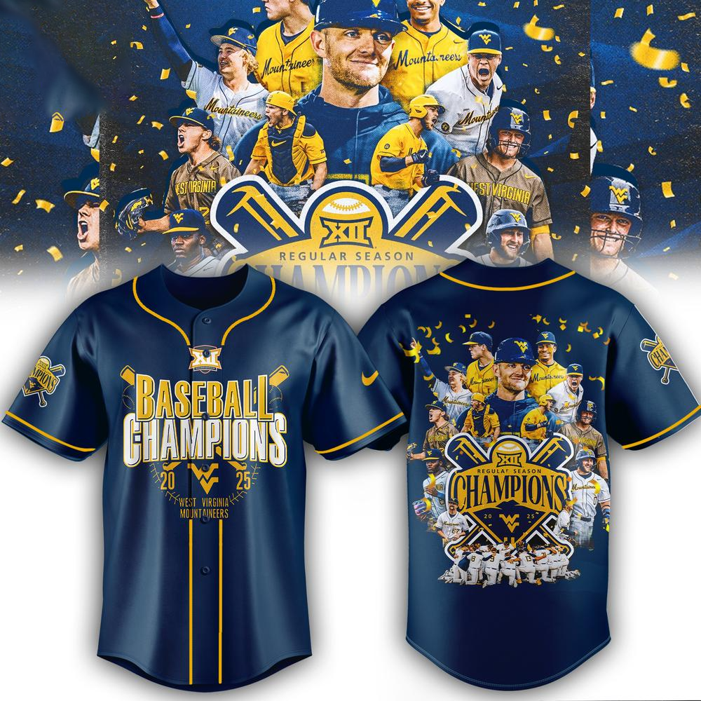 West Virginia Mountaineers Baseball Big 12 Champions Baseball Jersey
