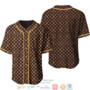 Louis Vuitton Orange Logo Pattern Brown Baseball Jersey