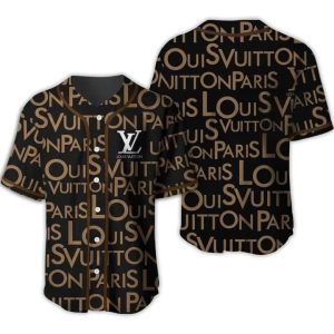 Louis Vuitton Paris Black Brown Baseball Jersey Luxury Clothing Brand