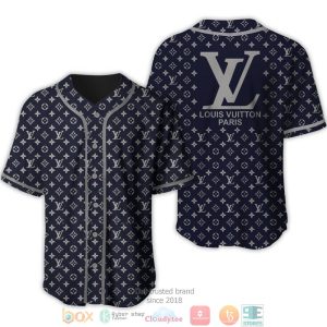 Louis Vuitton Silver Lv Navy Baseball Jersey
